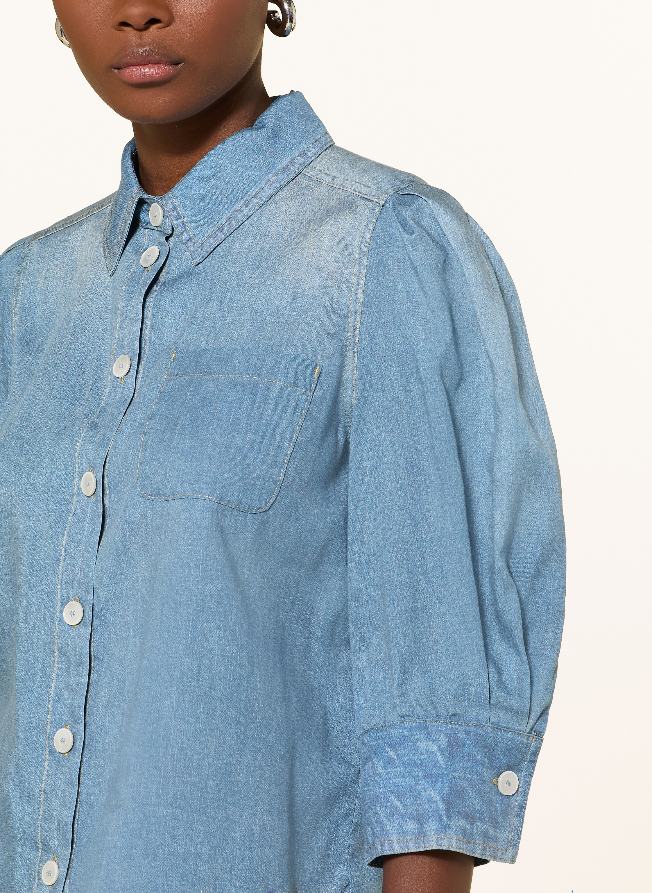 Thumbnail - Marella Hemdbluse Mlsromana In Jeansoptik Mit 3/4-Arm blau