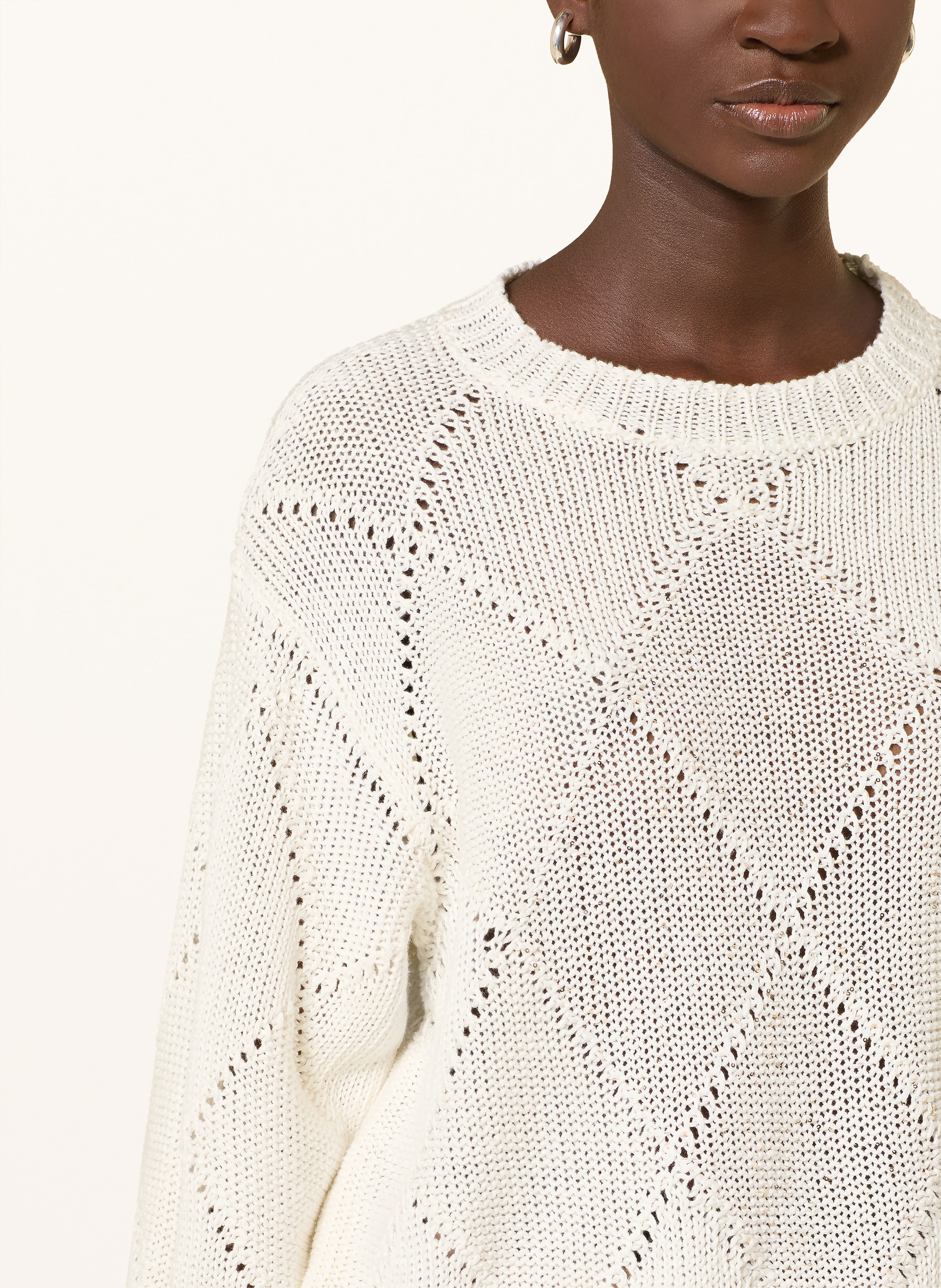 Thumbnail - Peserico Pullover Mit 3/4-Arm Und Pailletten weiss