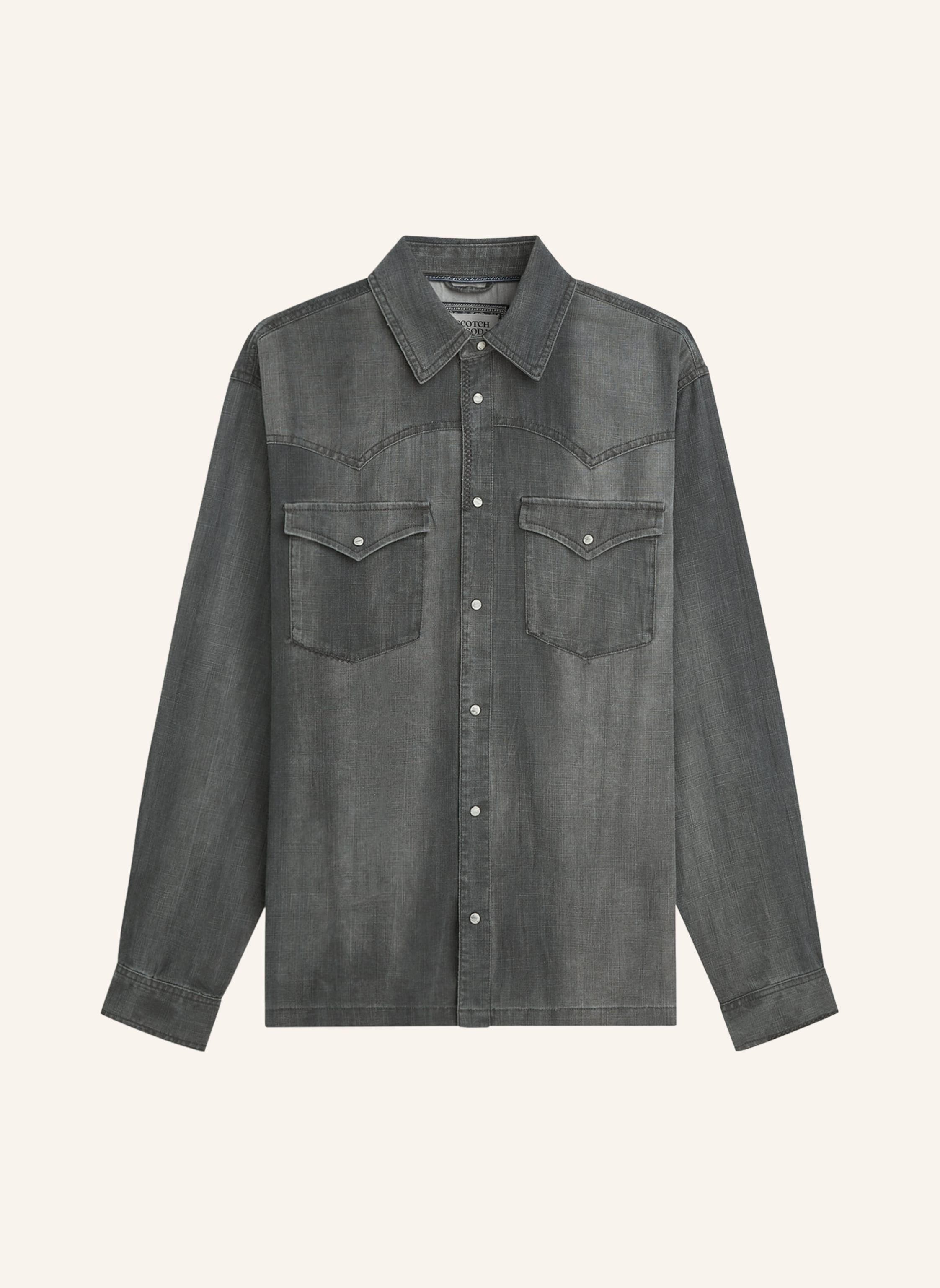 Scotch & Soda Hemd Comfort Fit In Jeansoptik grau