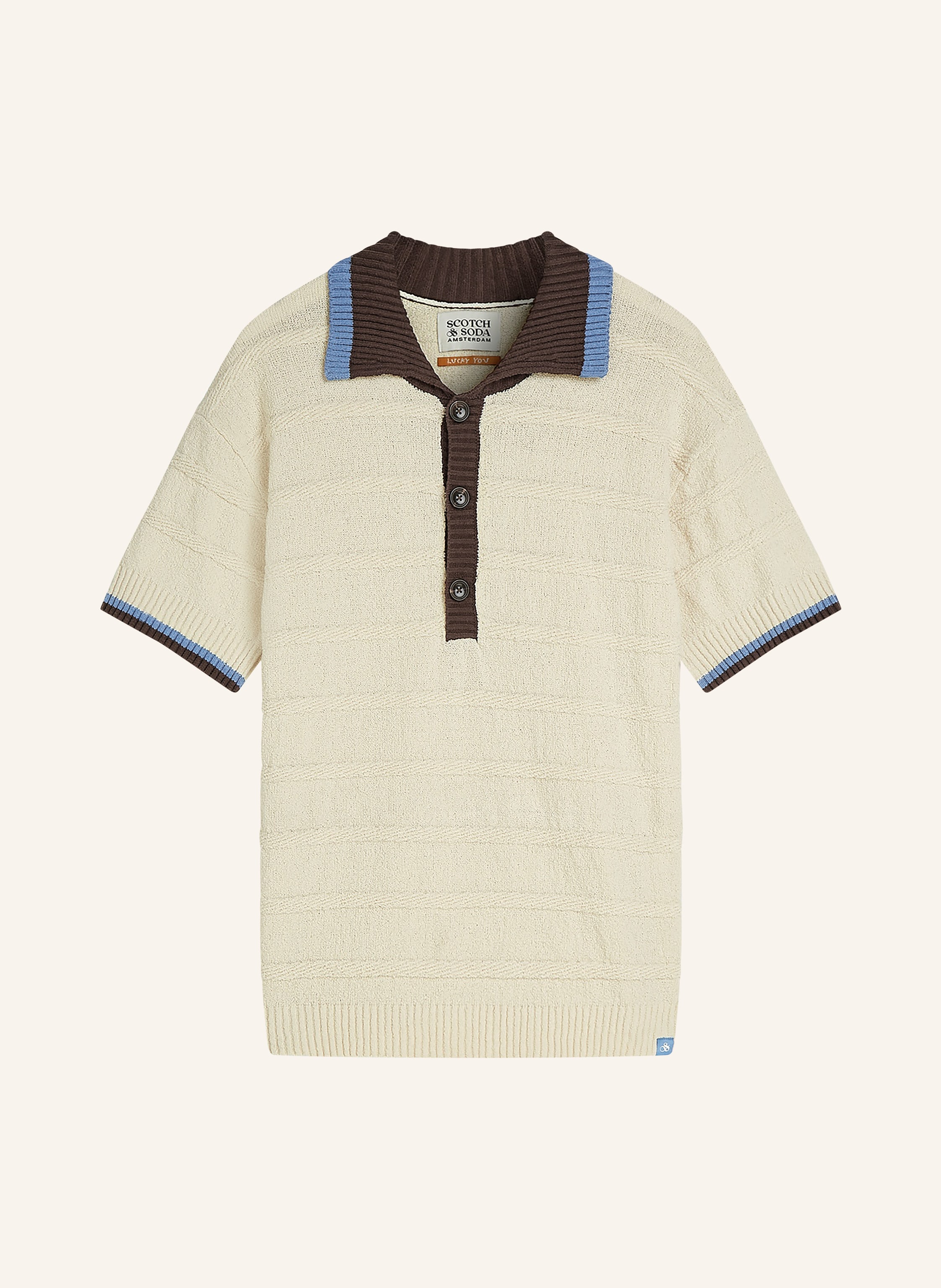 Scotch & Soda Strick-Poloshirt Loose Fit weiss