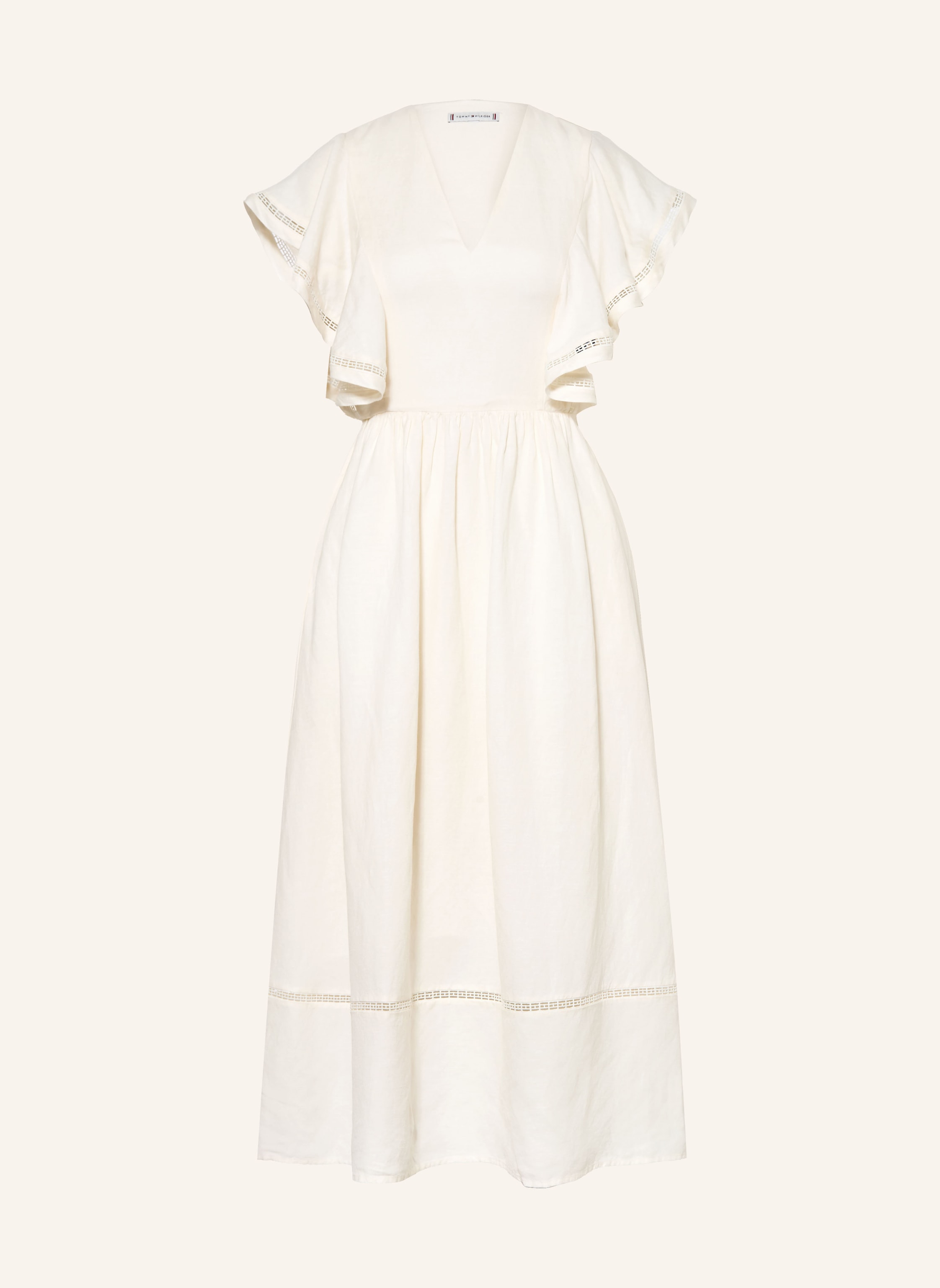 Tommy Hilfiger Kleid Mit Leinen Und Volants weiss