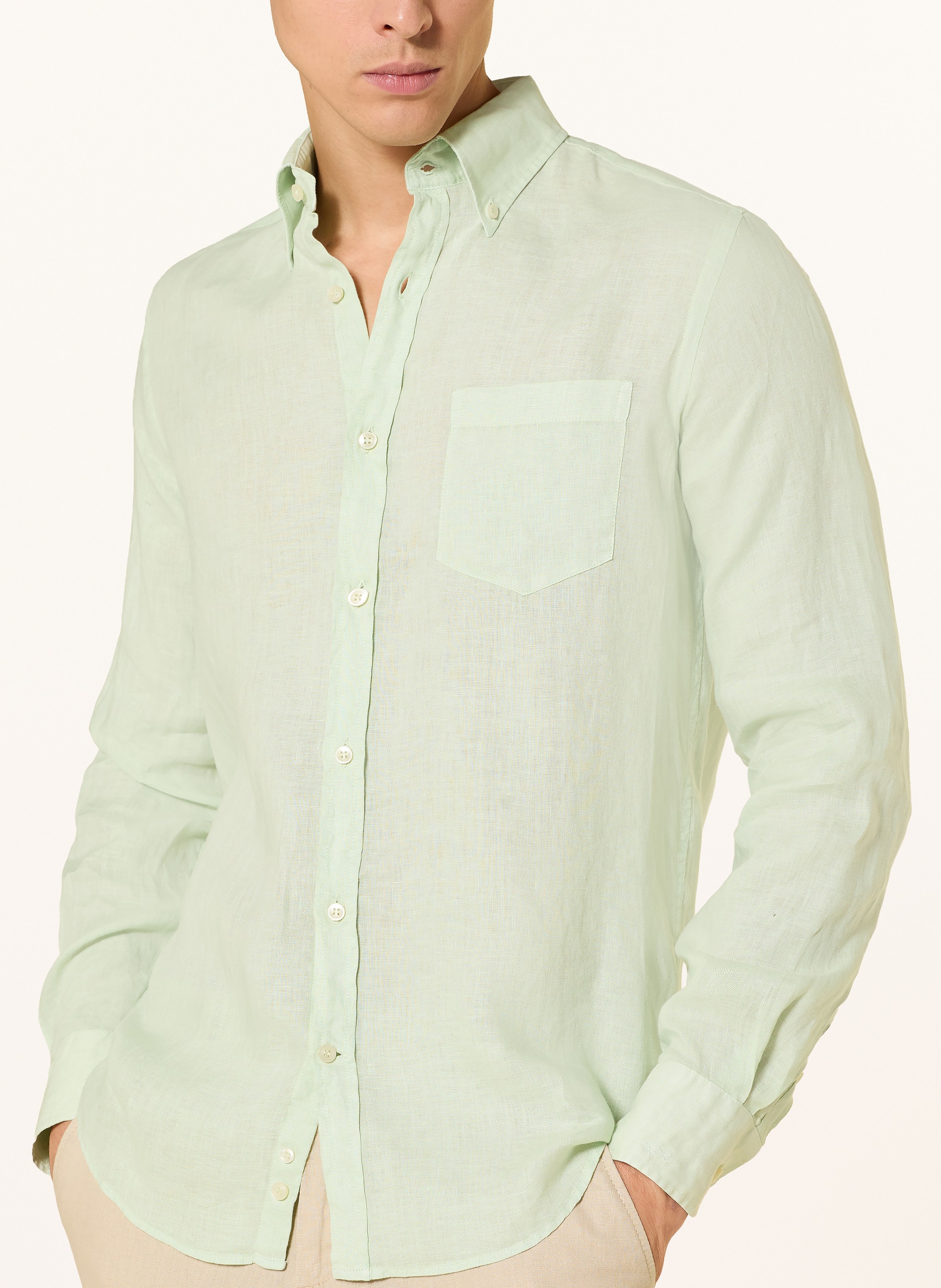 Thumbnail - Paul & Shark Leinenhemd Regular Fit gruen