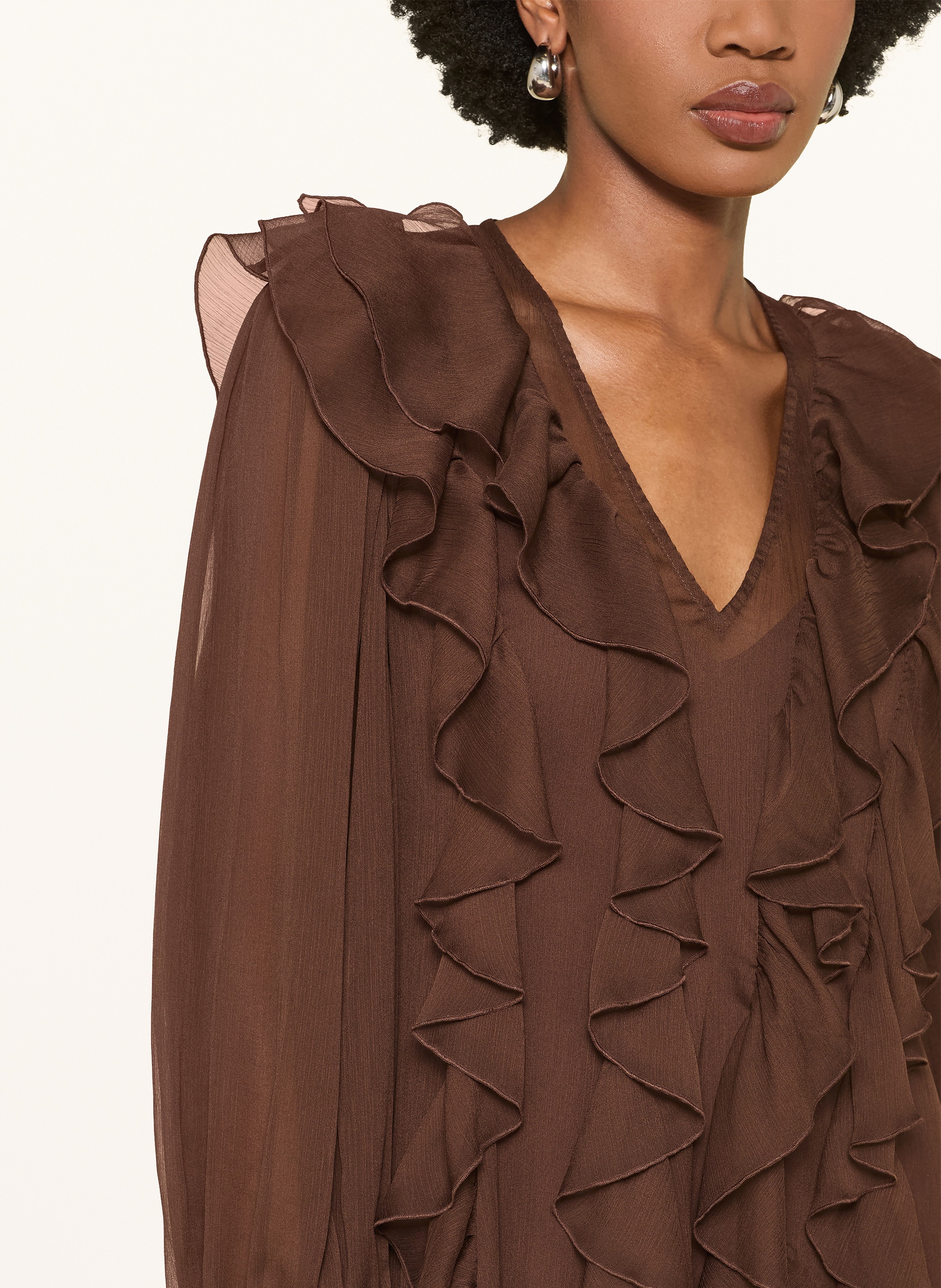 Thumbnail - Mrs & Hugs Kleid Mit Volants braun