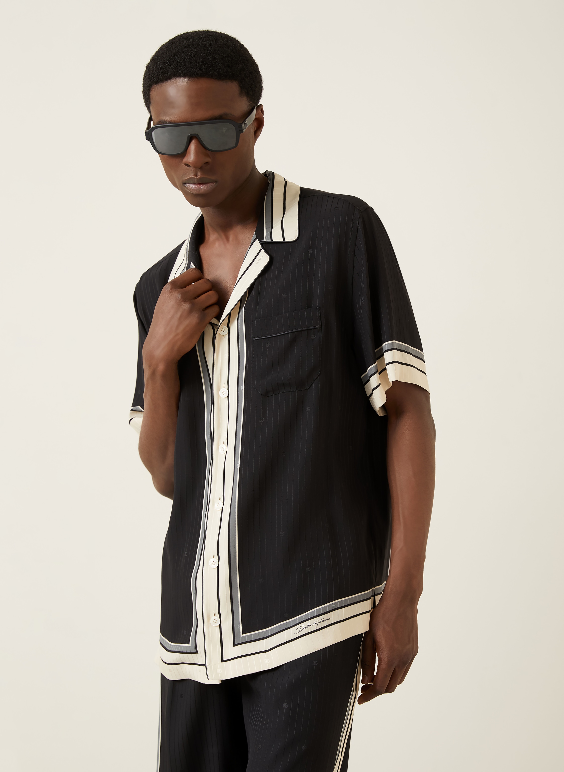 Thumbnail - Dolce & Gabbana Resorthemd Comfort Fit Aus Seide schwarz