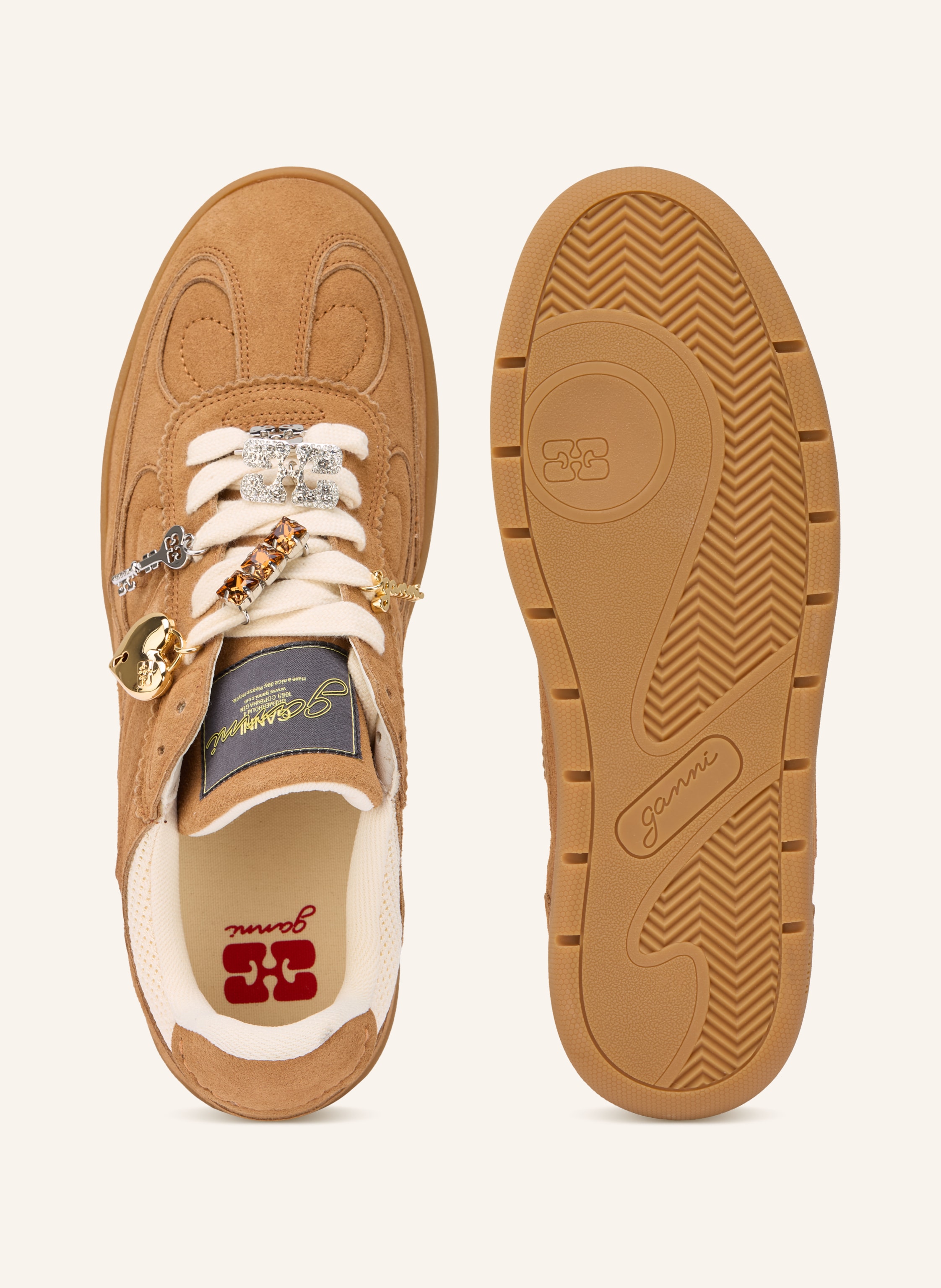 Thumbnail - Ganni Sneaker Mit Schmucksteinen braun