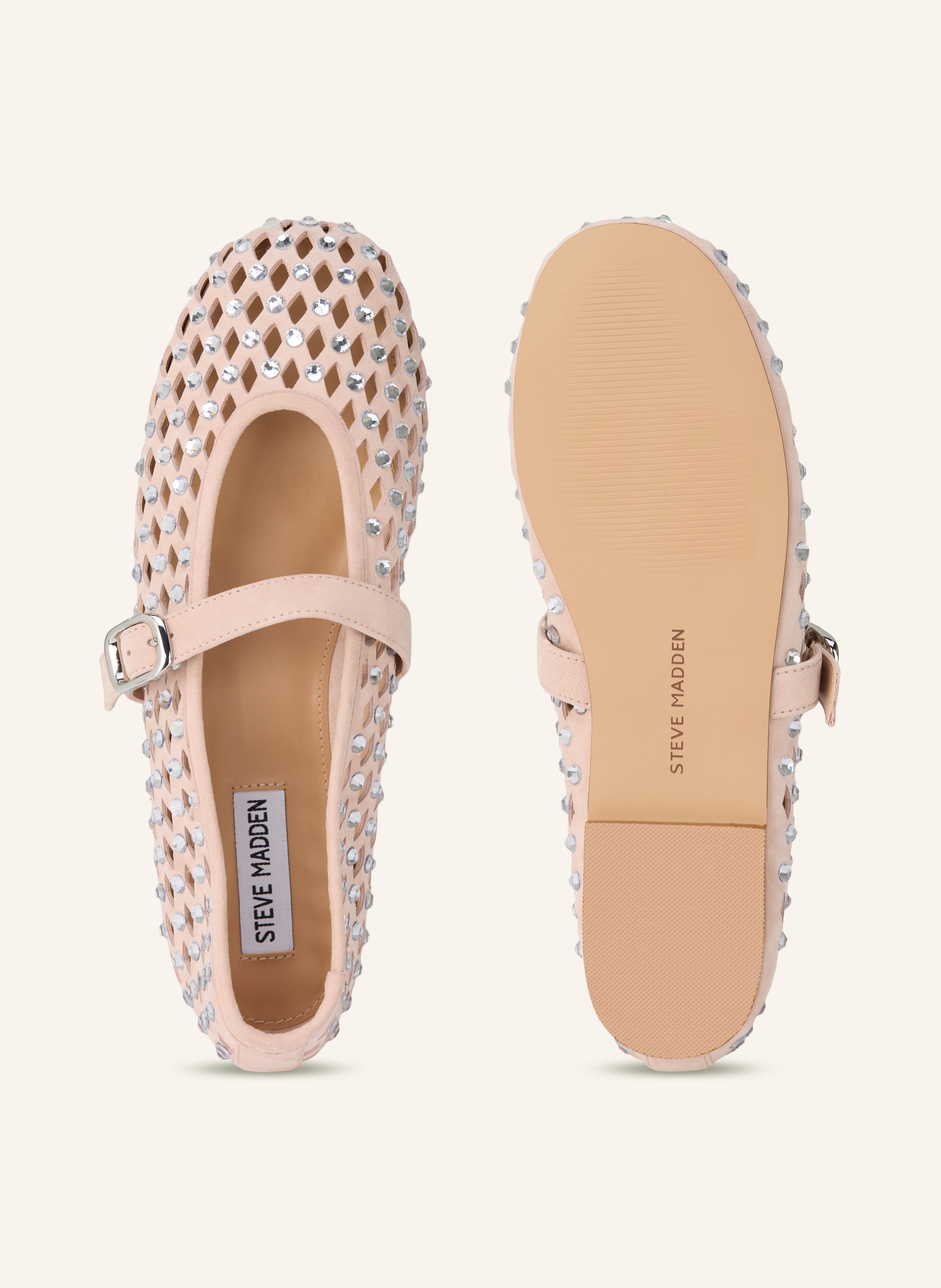 Thumbnail - Steve Madden Mary-Jane-Ballerinas Rerun Mit Schmucksteinen beige
