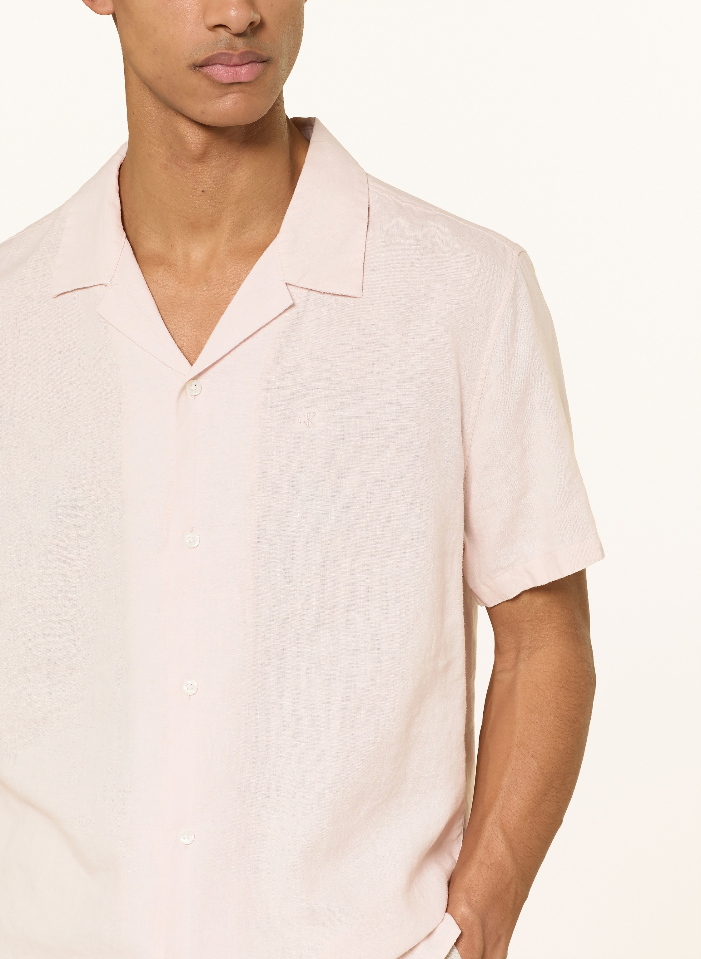 Thumbnail - Calvin Klein Resorthemd Classic Fit Mit Leinen rosa