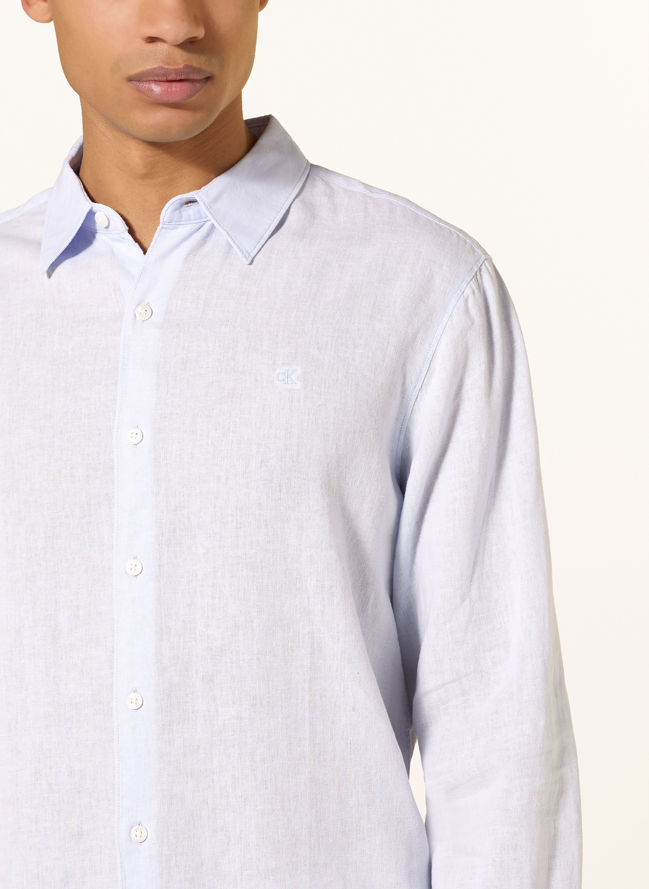 Thumbnail - Calvin Klein Hemd Classic Fit Mit Leinen blau