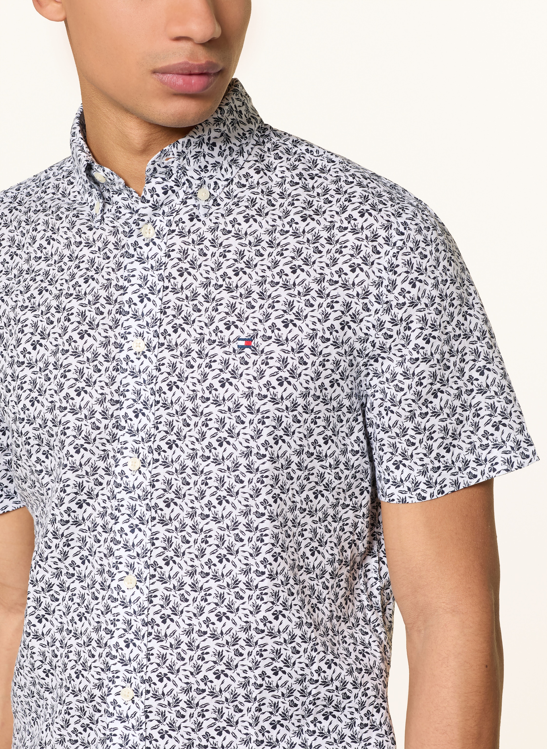 Thumbnail - Tommy Hilfiger Kurzarm-Hemd Regular Fit Aus Leinen weiss