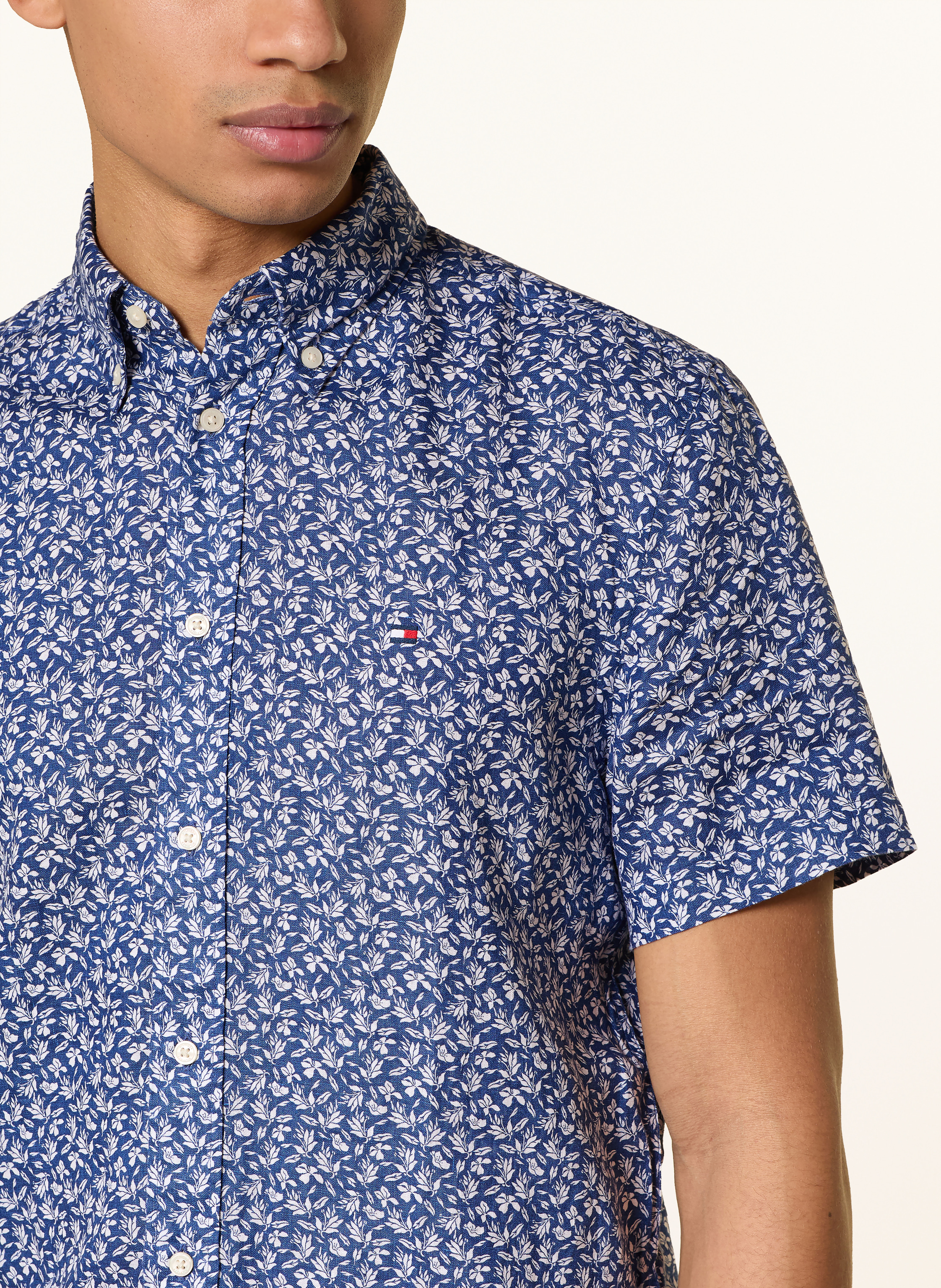 Thumbnail - Tommy Hilfiger Kurzarm-Hemd Regular Fit Aus Leinen blau