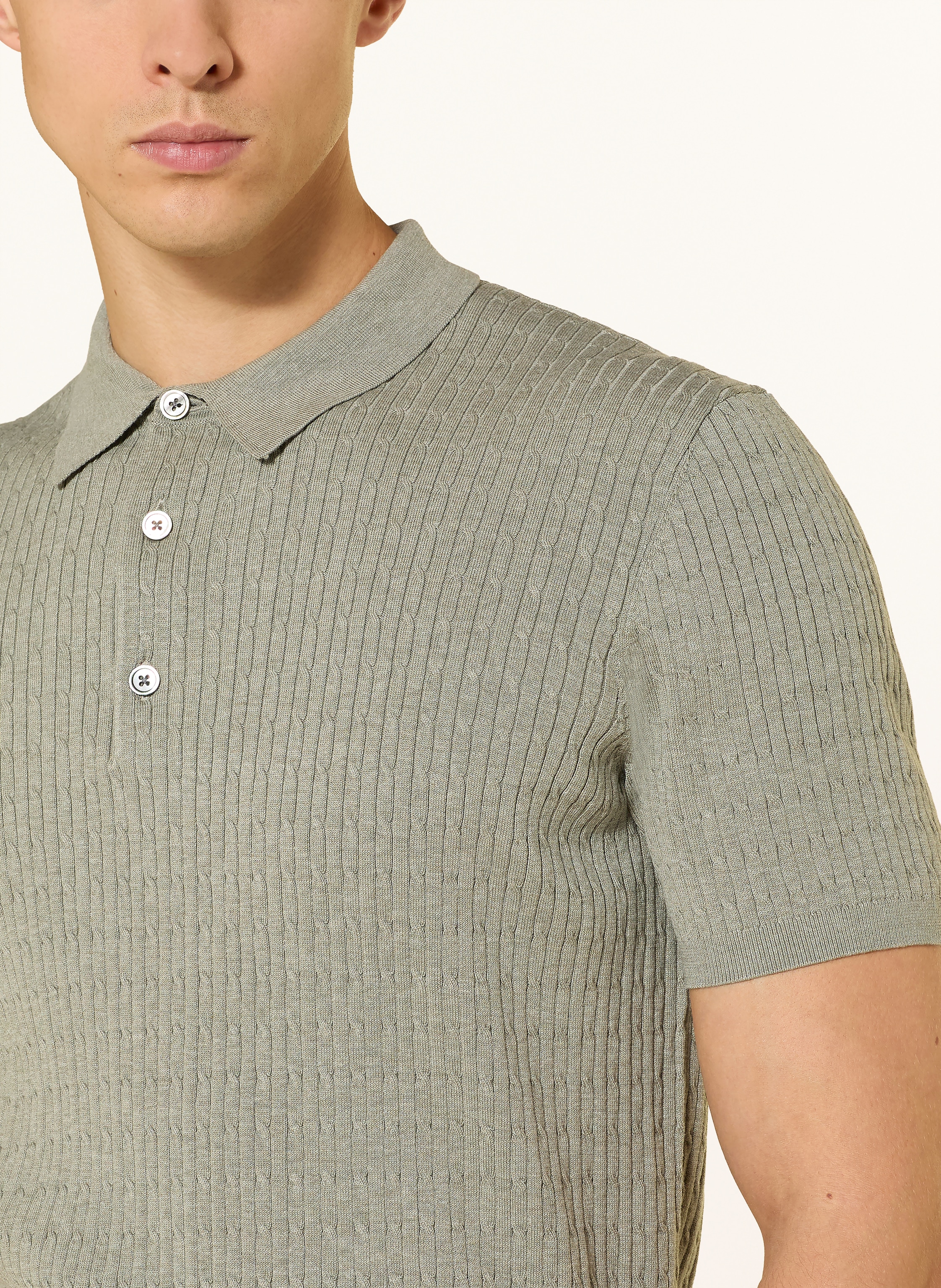 Thumbnail - Profuomo Strick-Poloshirt gruen