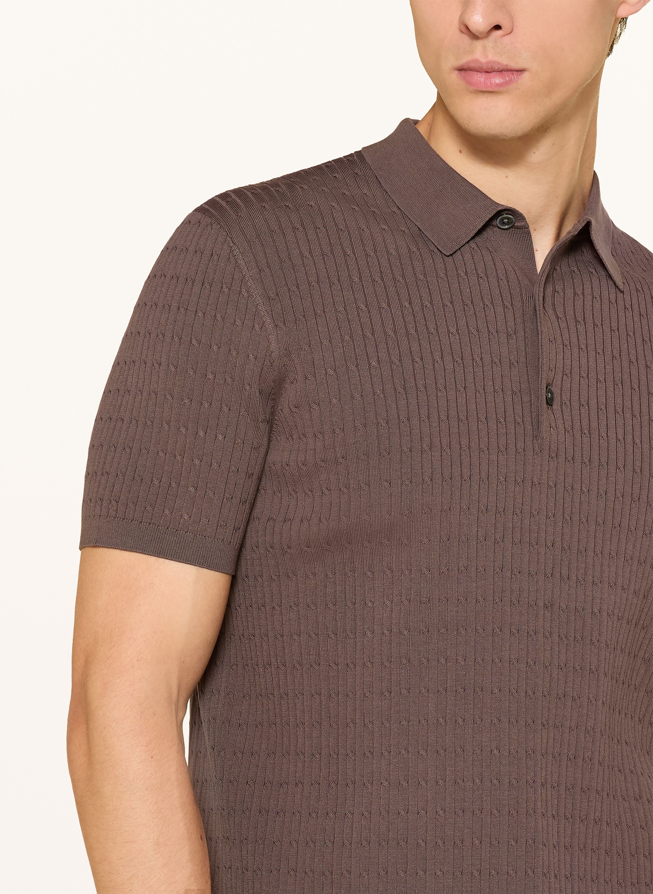 Thumbnail - Profuomo Strick-Poloshirt braun