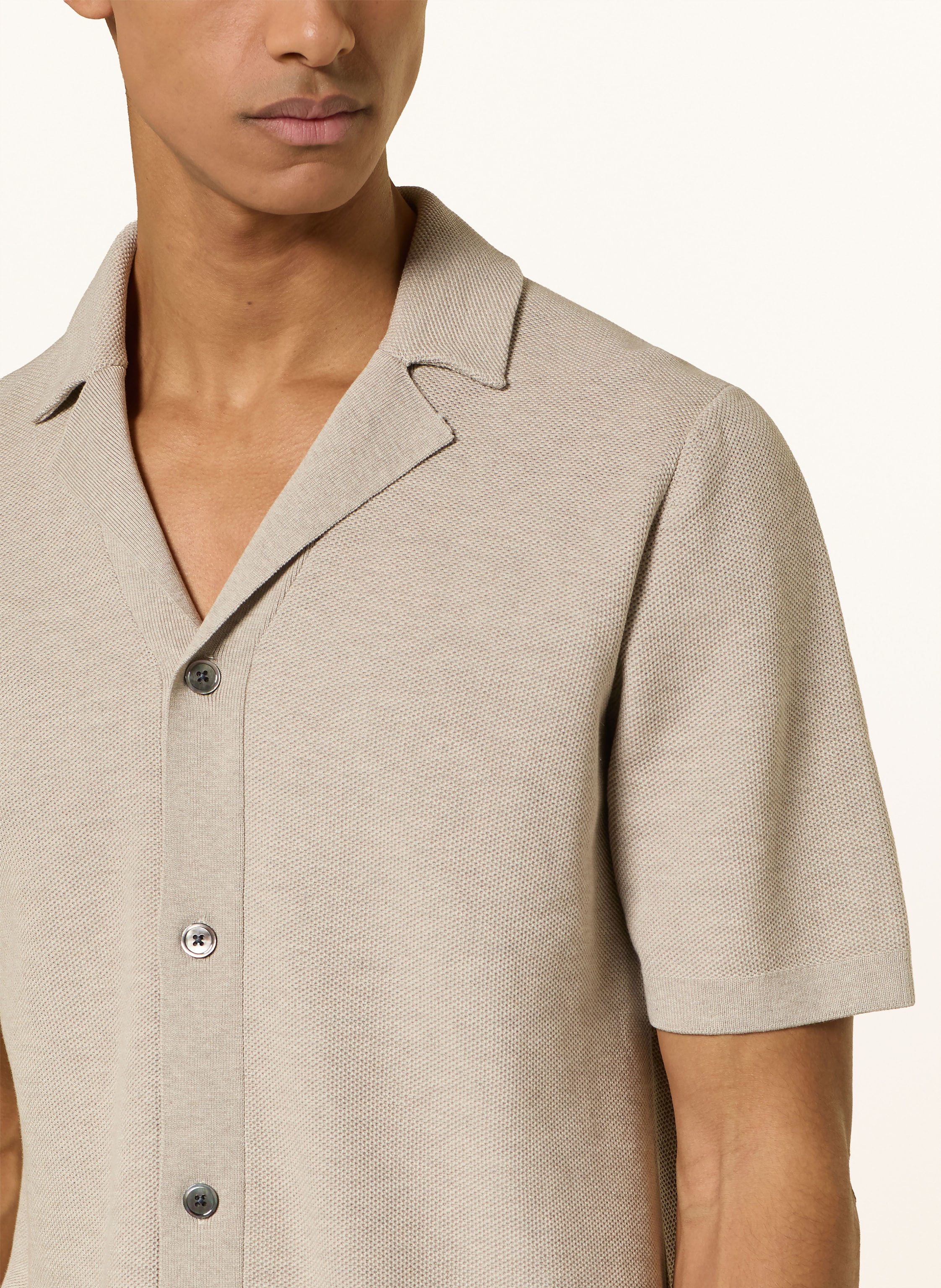 Thumbnail - Profuomo Strickhemd Regular Fit beige