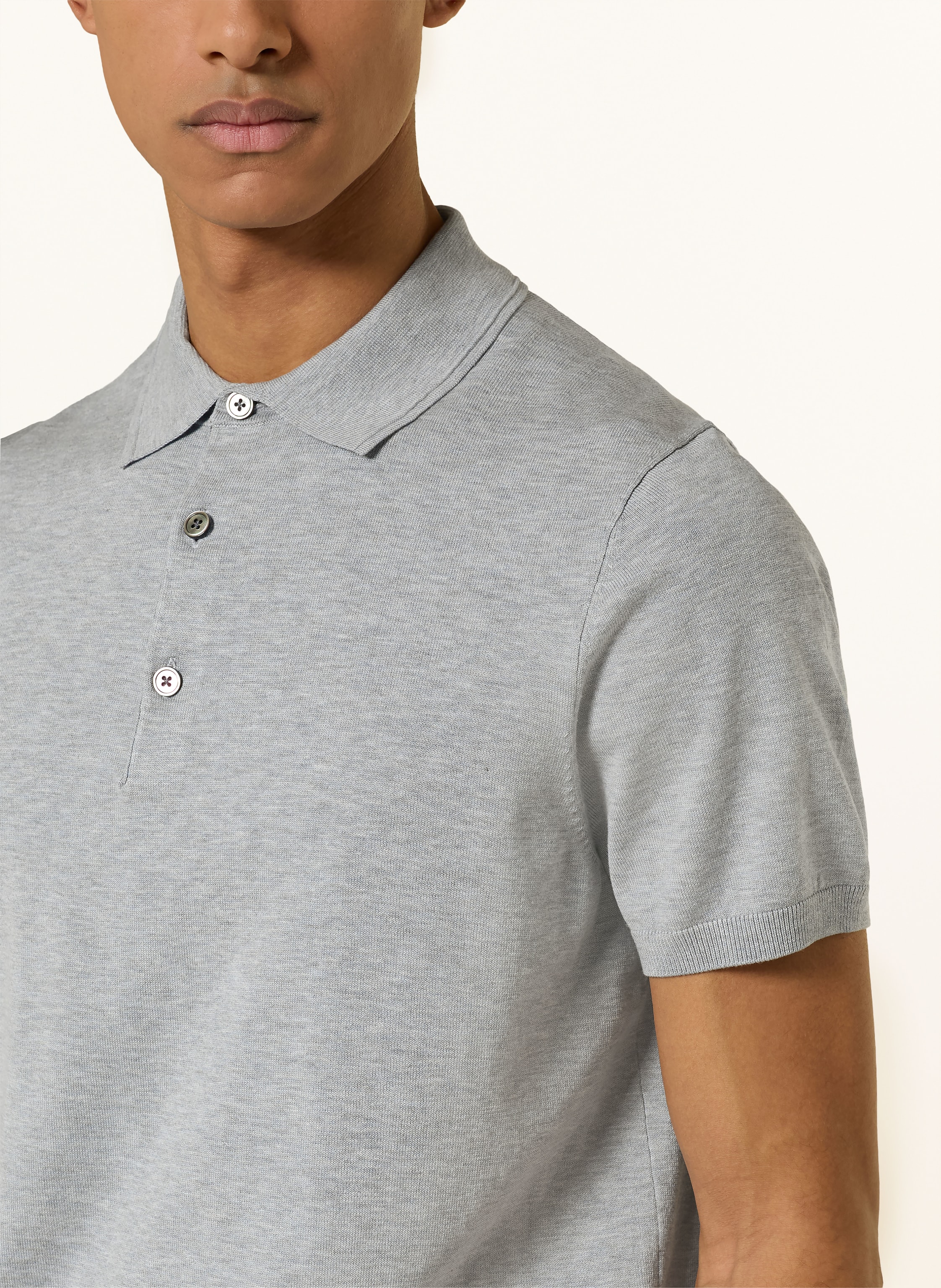 Thumbnail - Profuomo Strick-Poloshirt blau