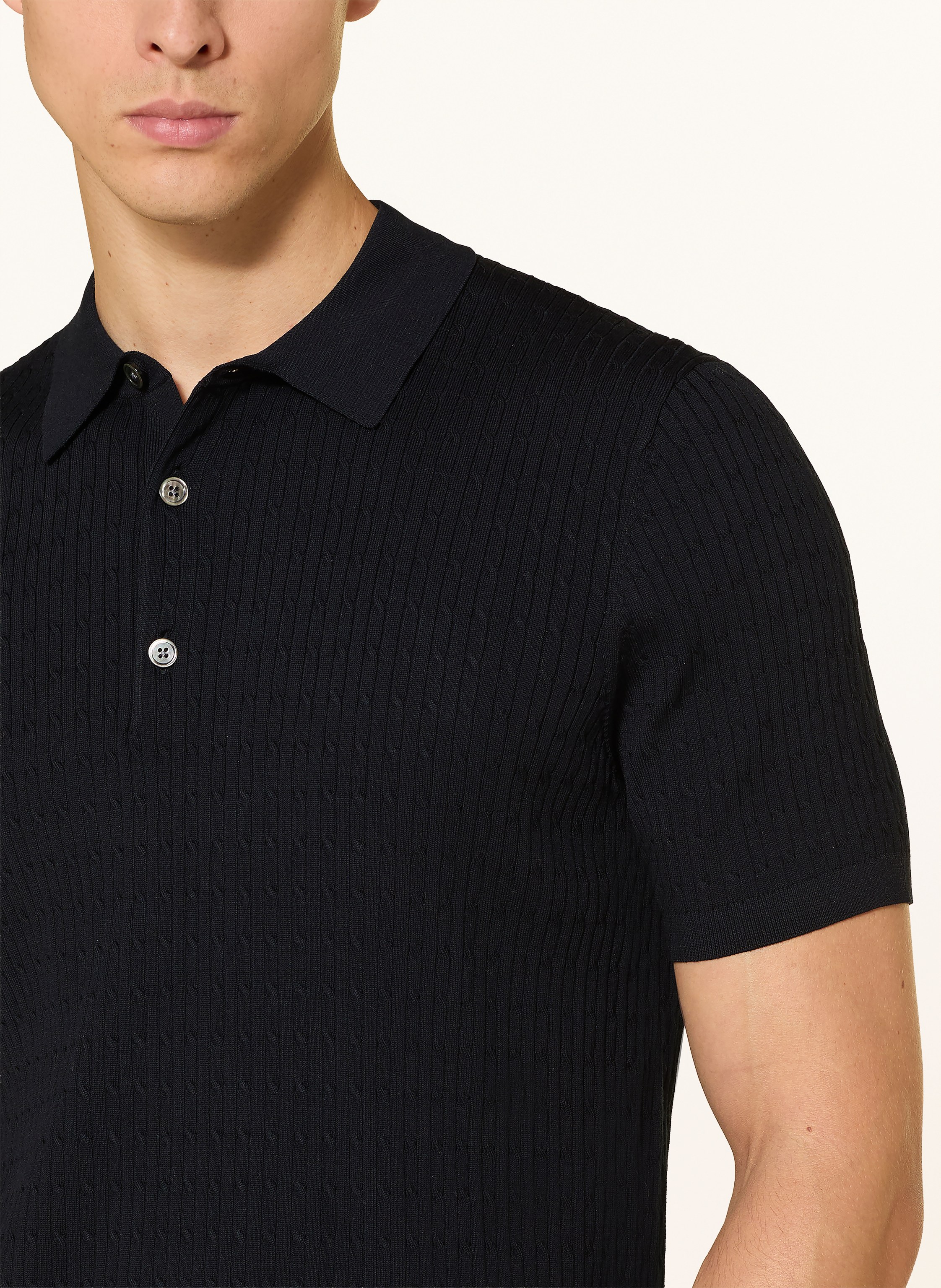 Thumbnail - Profuomo Strick-Poloshirt blau