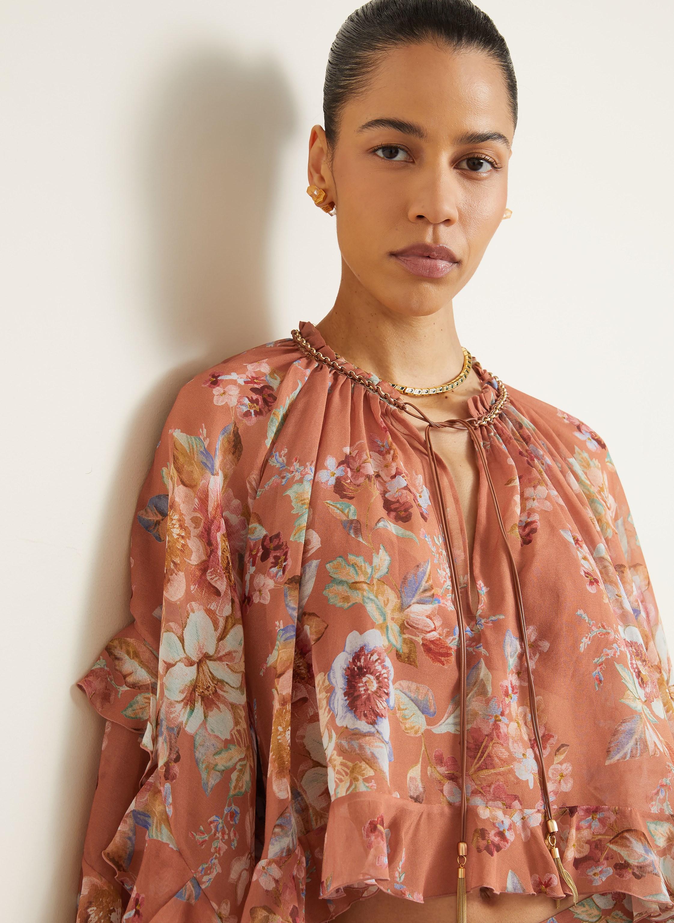 Thumbnail - Zimmermann Blusenshirt Awaken Mit Volants braun