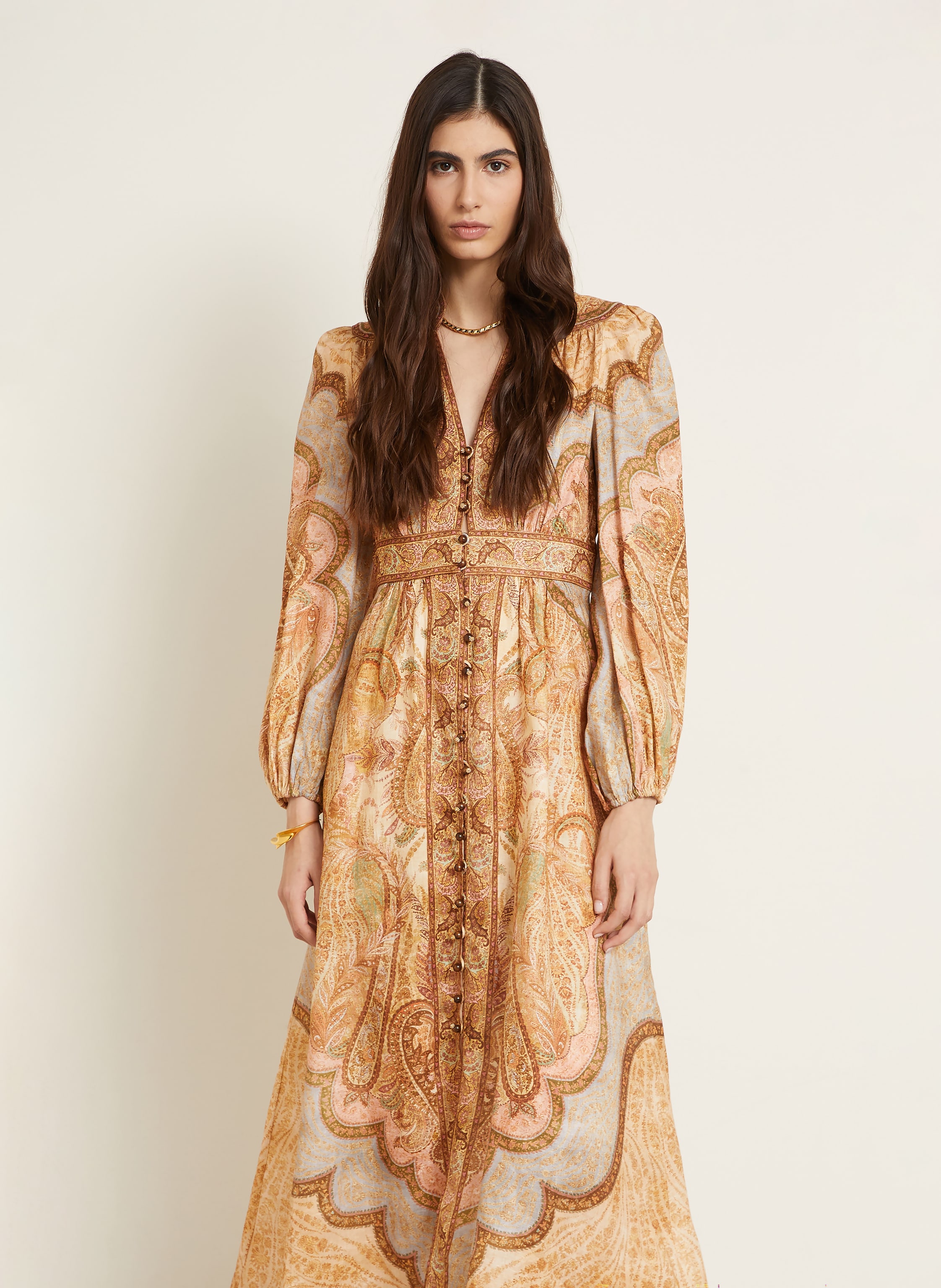 Thumbnail - Zimmermann Leinenkleid Wanderlust beige