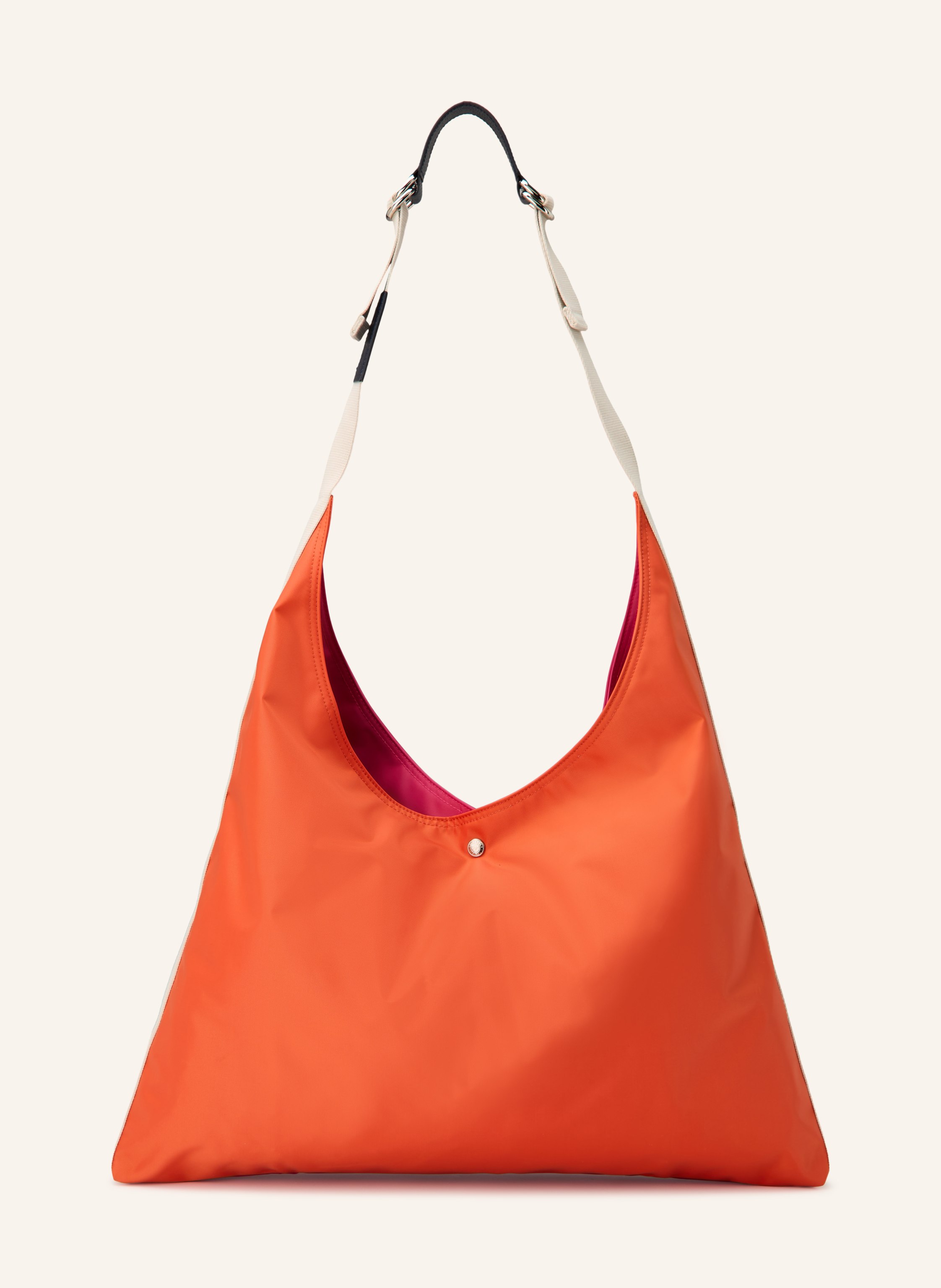 Longchamp Ein Innenfach mit Reißverschluss. Längenverstellbarer Schulterriemen. Druckknopf. Innen ein Hauptfach. Synthetik. Textil. Bicolor-Design in orange / pink