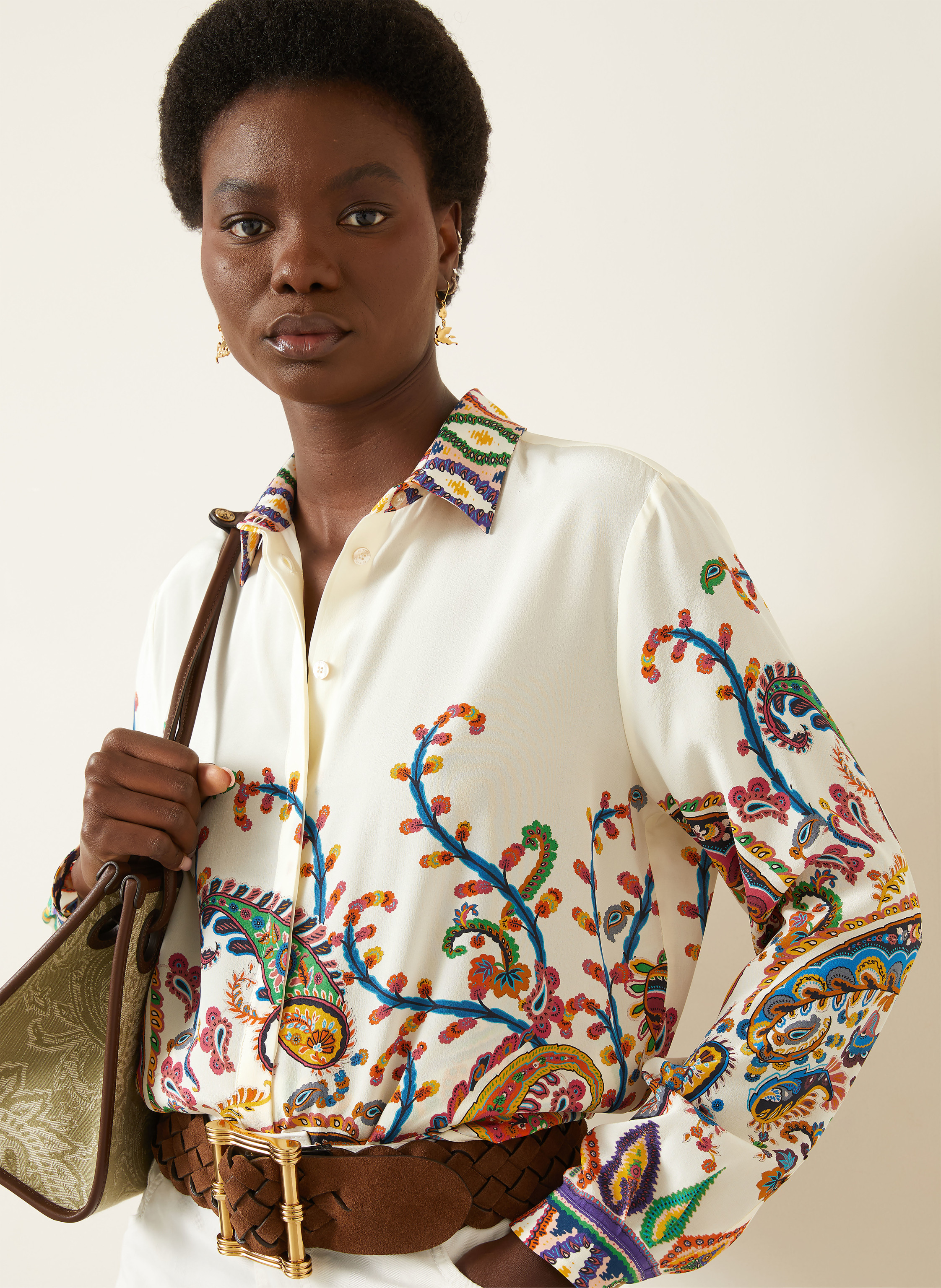 Thumbnail - Etro Hemdbluse Aus Seide weiss