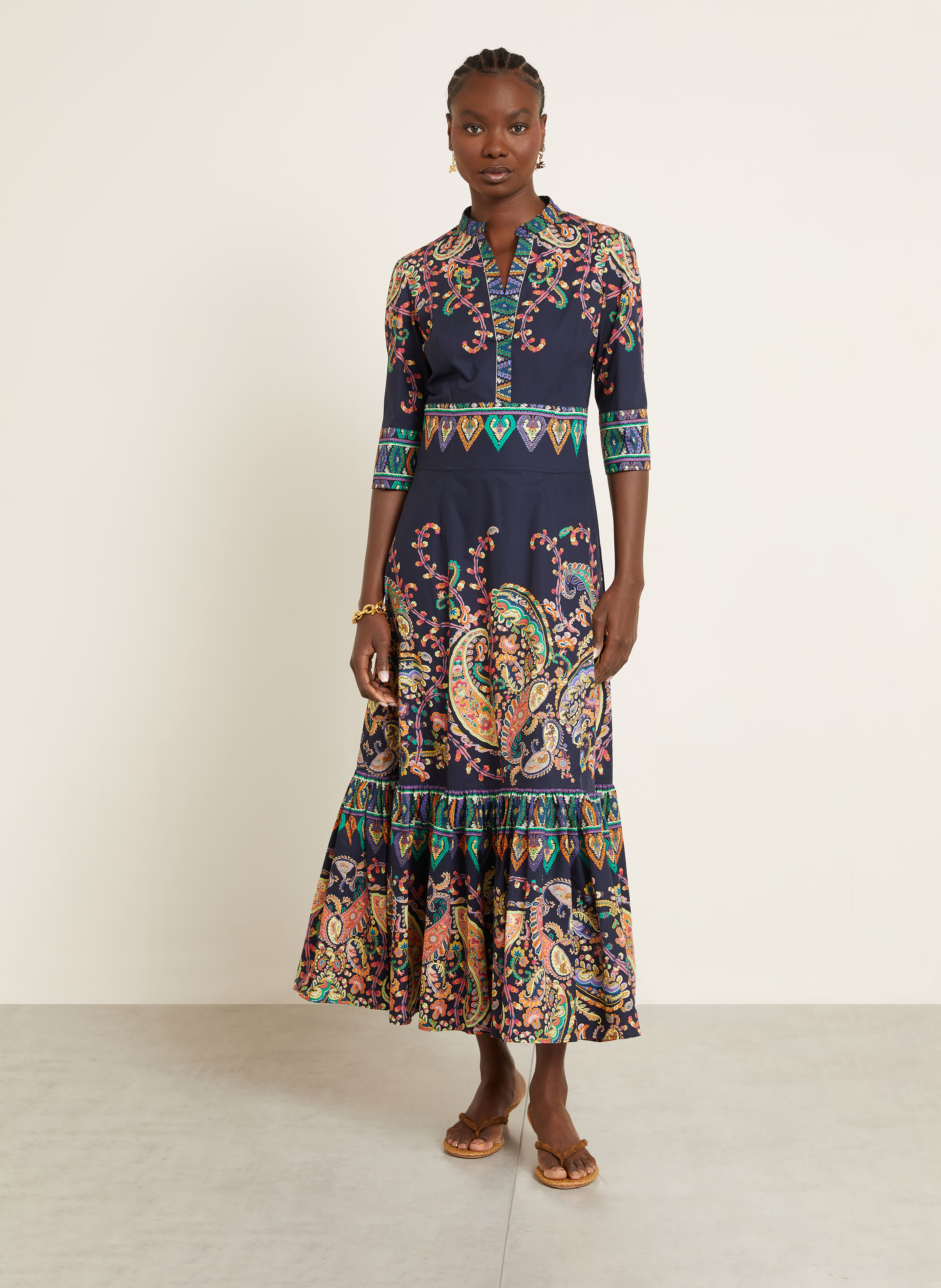 Thumbnail - Etro Kleid Mit 3/4-Arm Und Rüschen blau