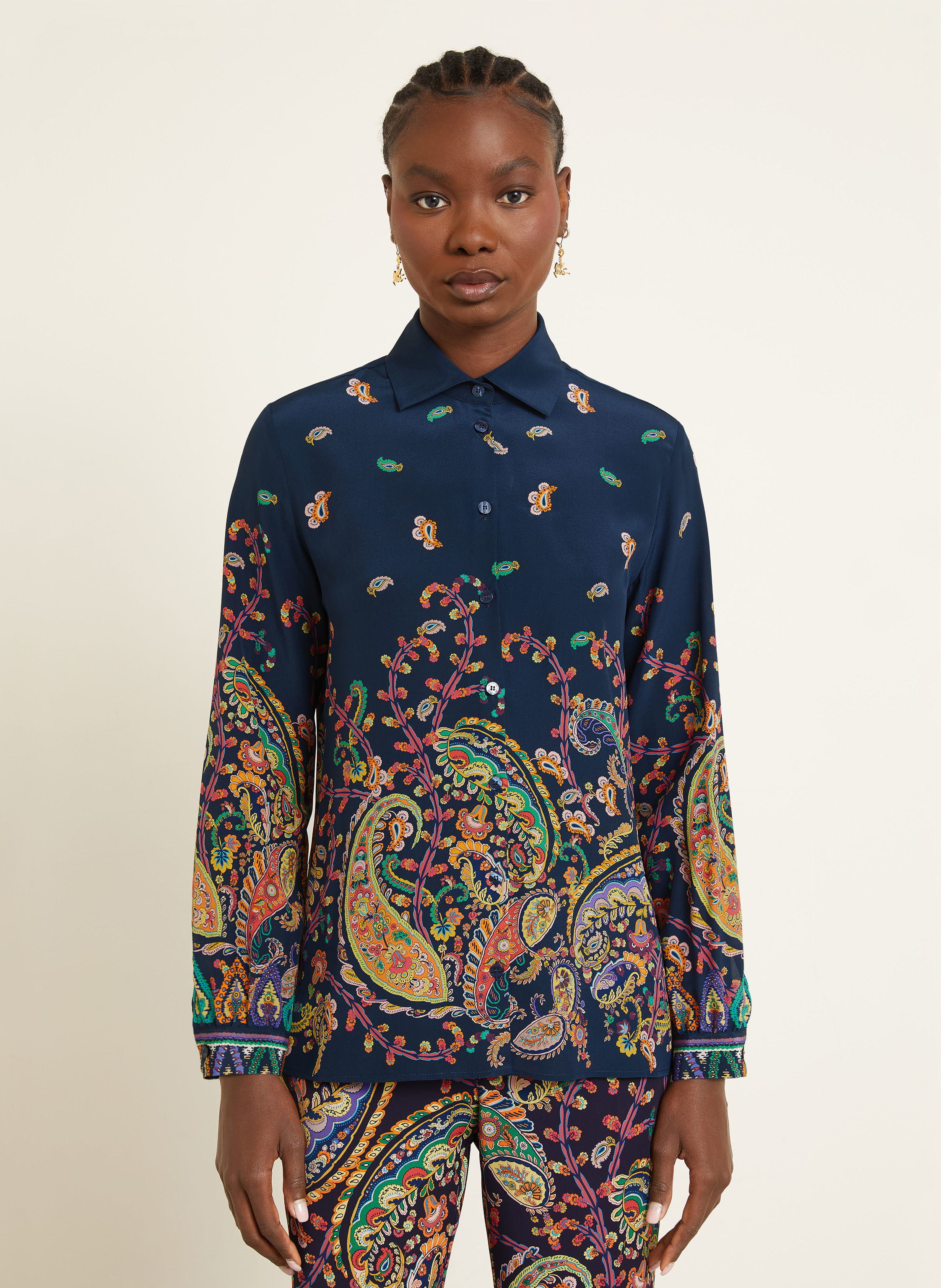 Thumbnail - Etro Hemdbluse Aus Seide blau