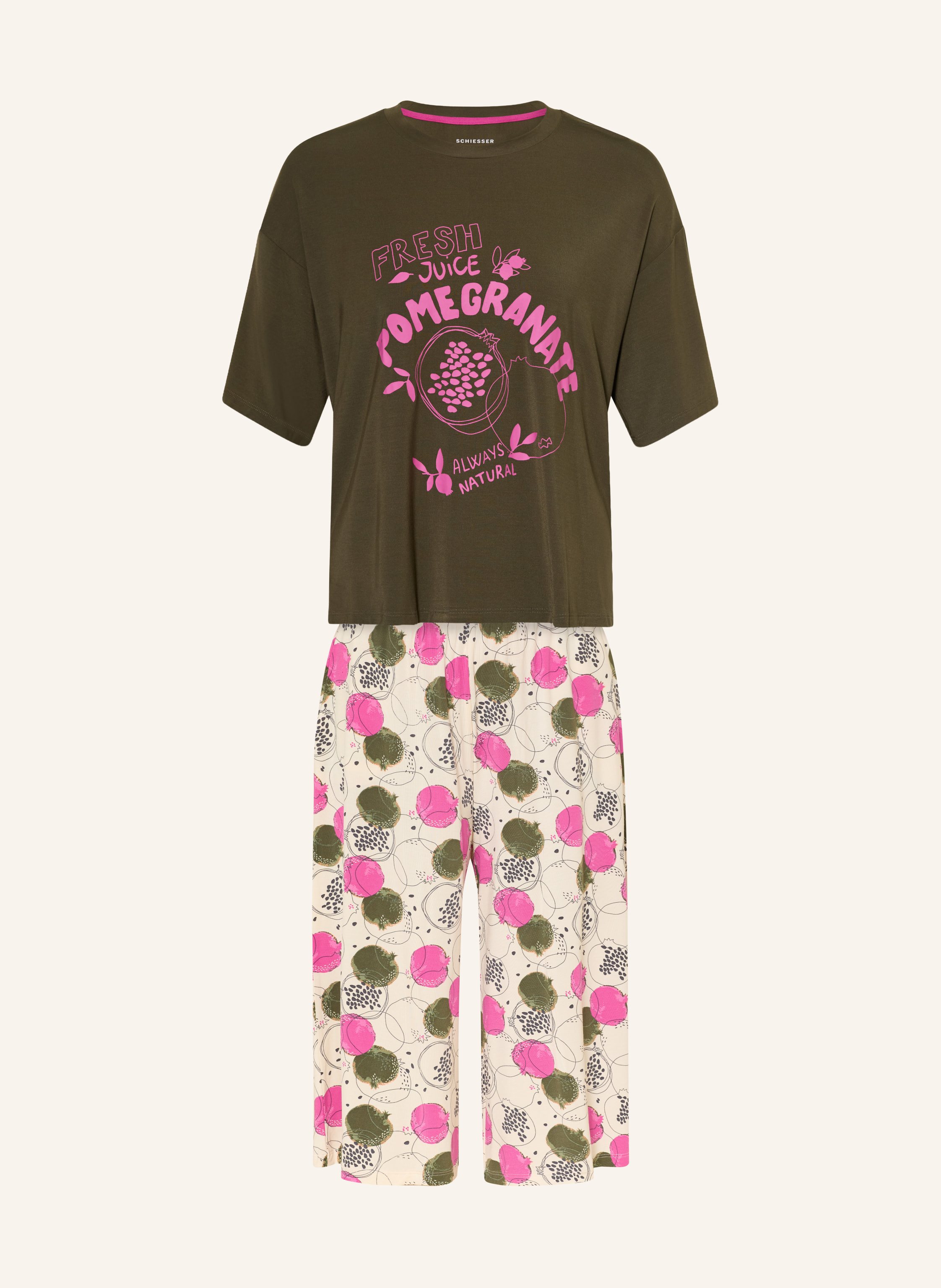 Schiesser 3/4-Schlafanzug Casual Fashion gruen