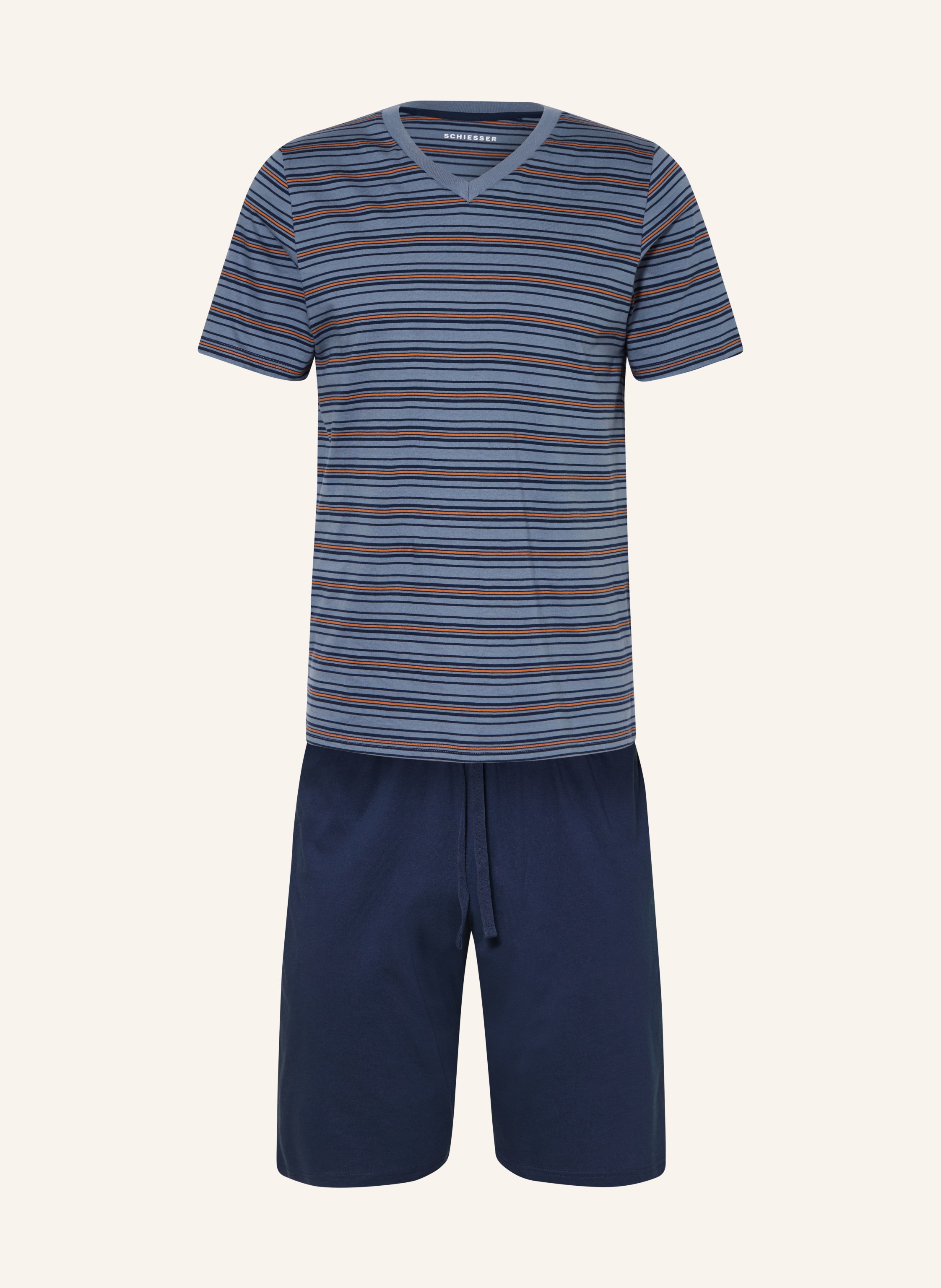 Schiesser Shorty-Schlafanzug Casual Nightwear blau