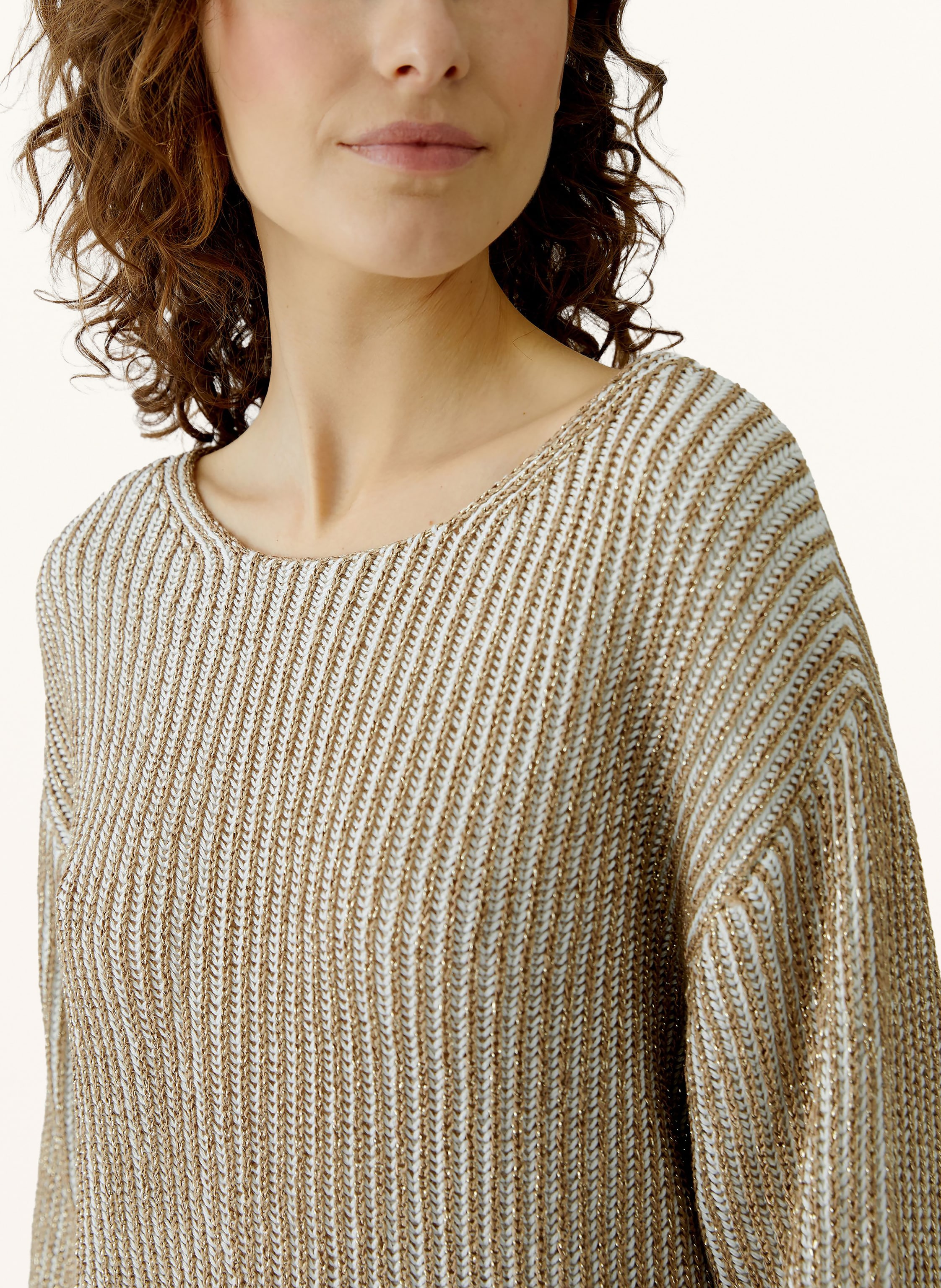Thumbnail - Oui Pullover Mit Glitzergarn braun