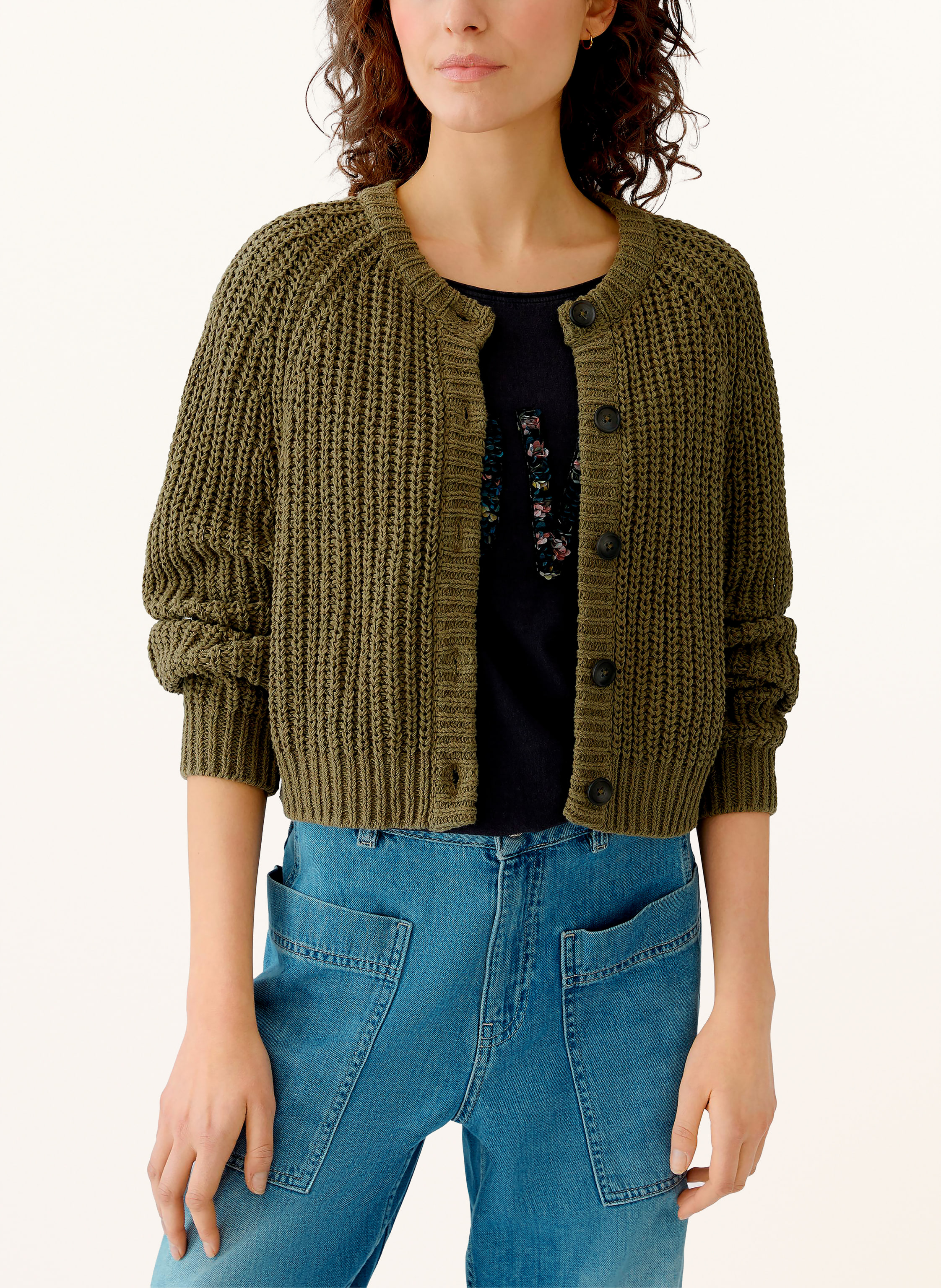 Thumbnail - Oui Strickjacke gruen