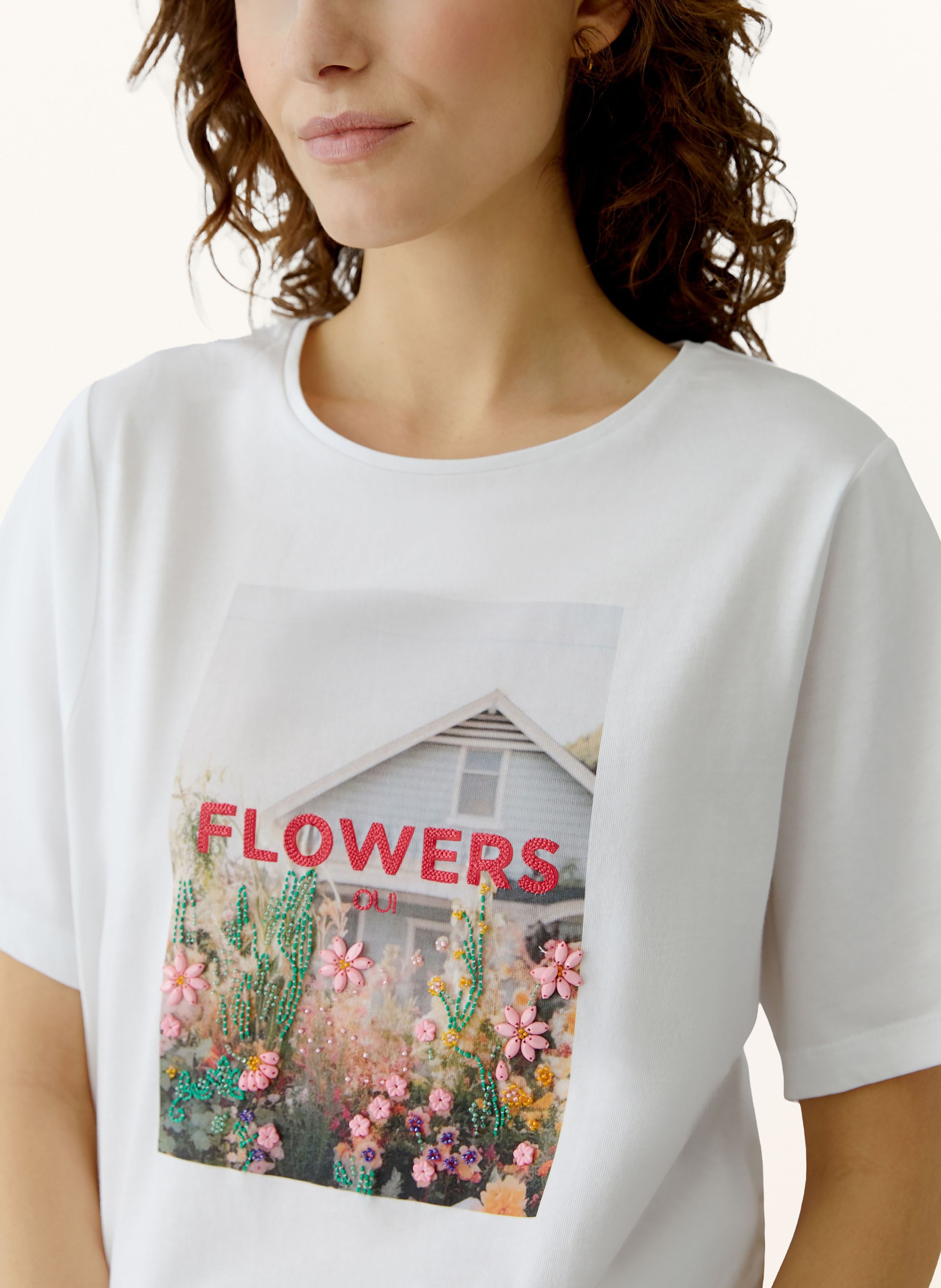 Thumbnail - Oui T-Shirt Mit Schmuckperlen weiss