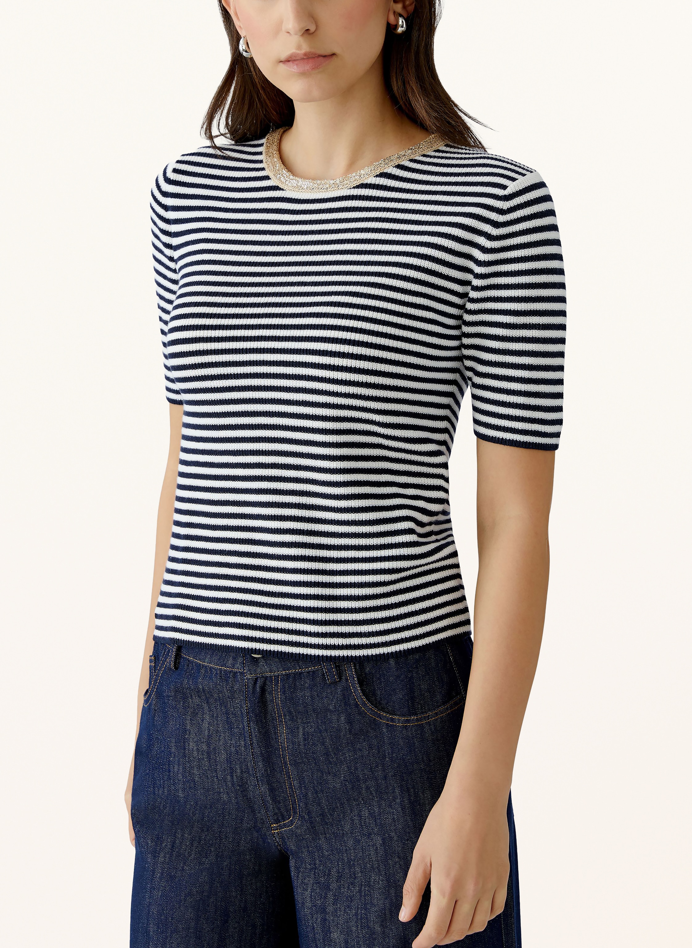 Thumbnail - Oui Strickshirt Mit Pailletten blau