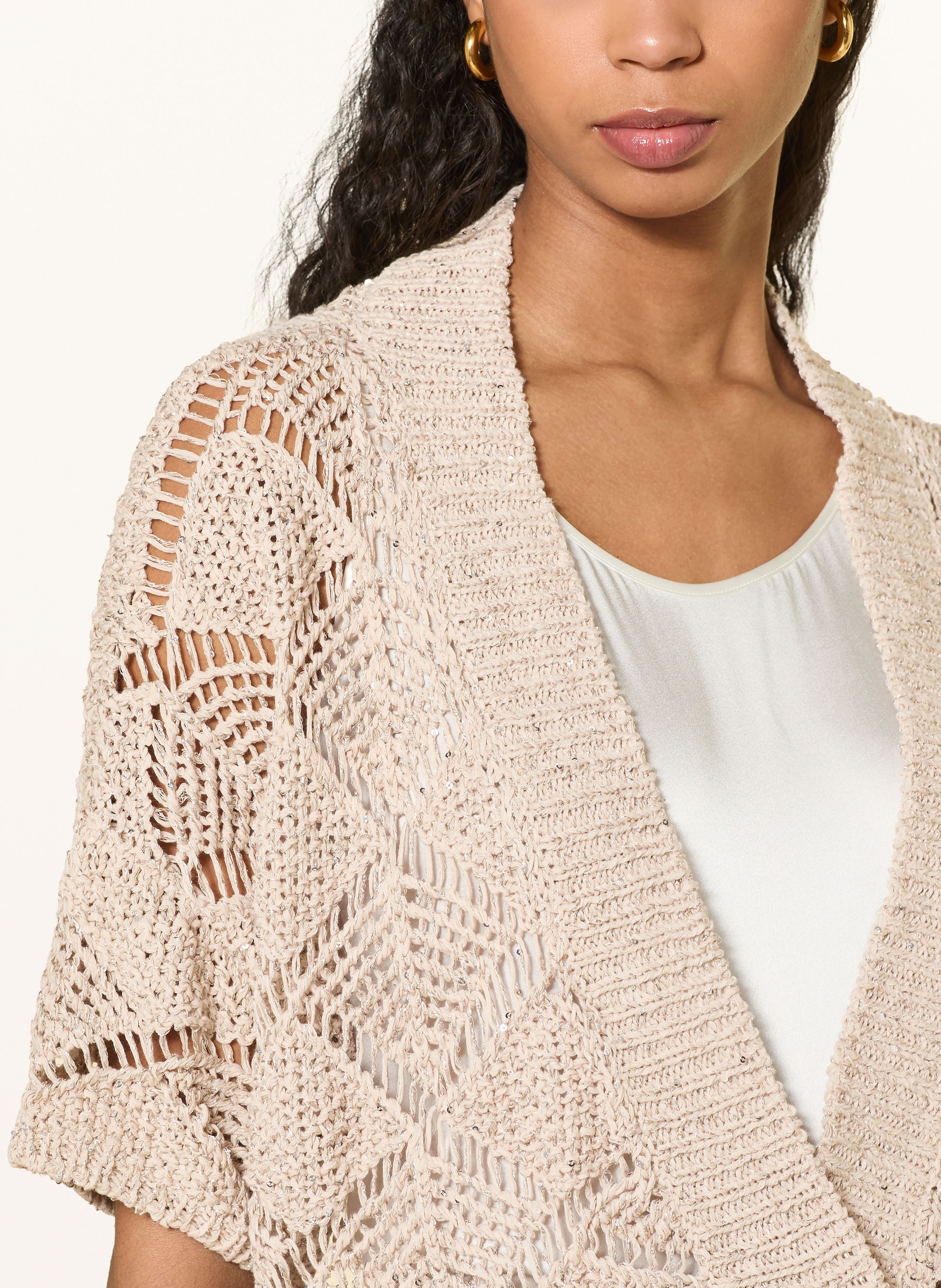 Thumbnail - Antonelli Firenze Strickjacke Mit Pailletten beige