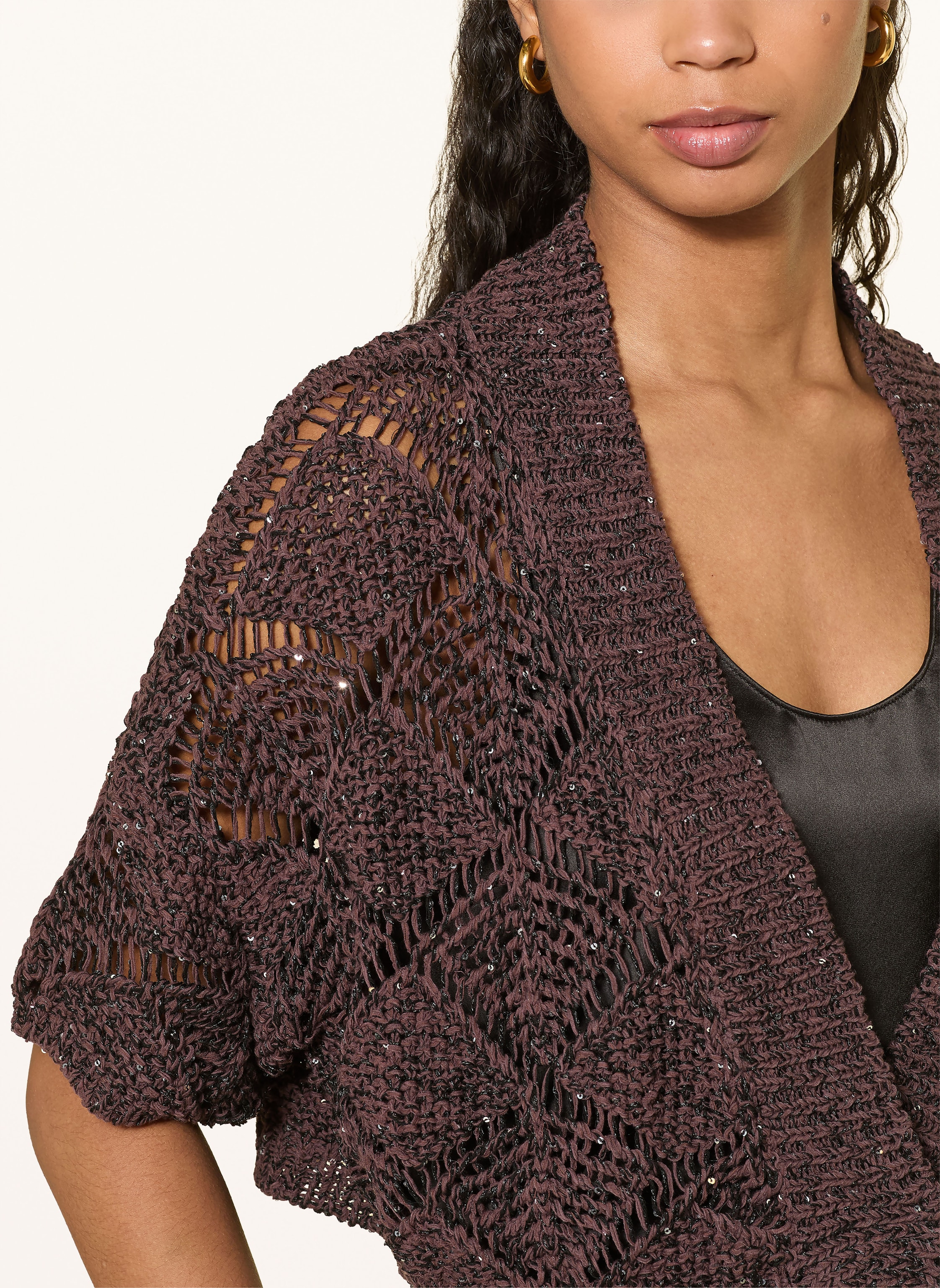 Thumbnail - Antonelli Firenze Strickjacke Mit Pailletten braun