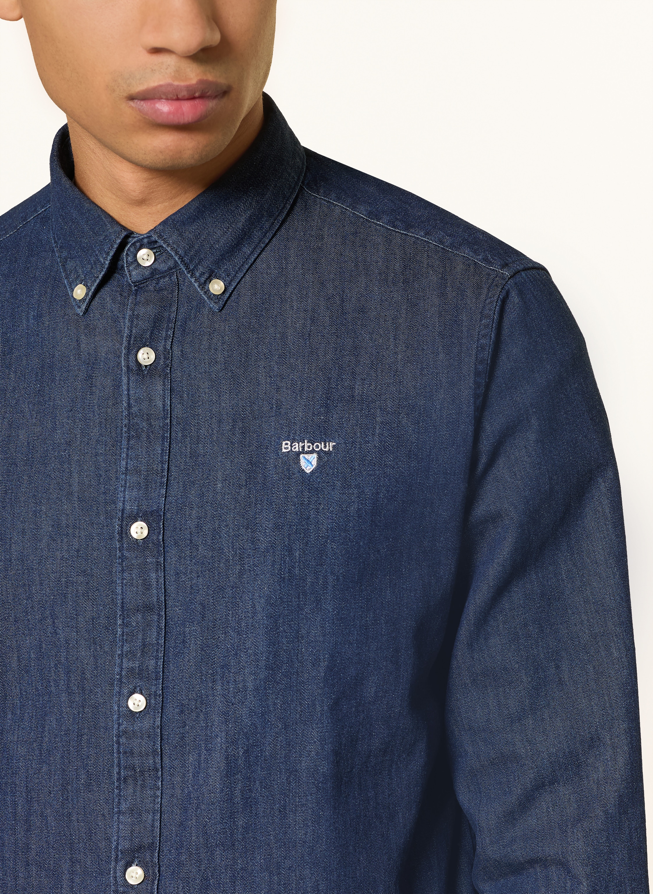 Thumbnail - Barbour Jeanshemd Crest Tailored Fit blau