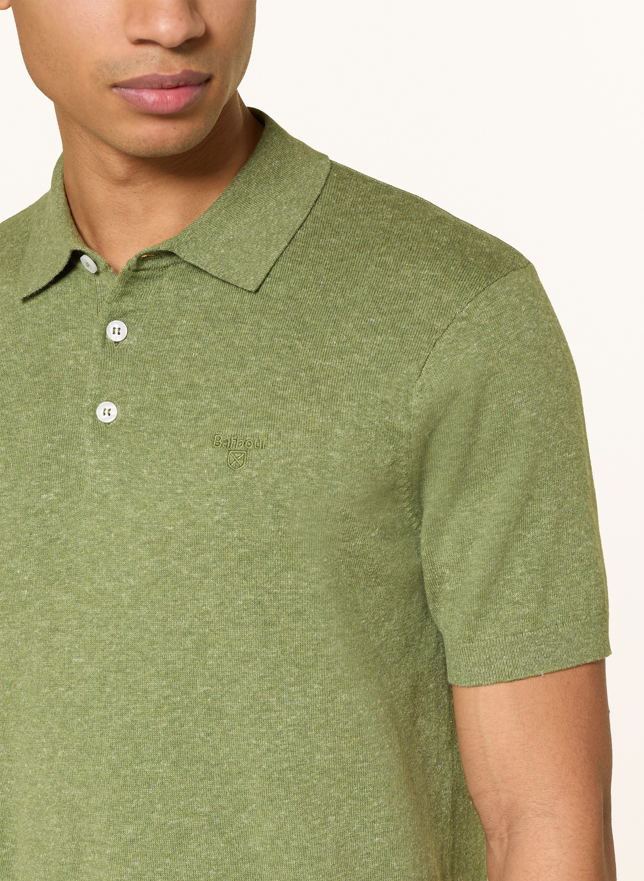 Thumbnail - Barbour Strick-Poloshirt Muston Mit Leinen gruen