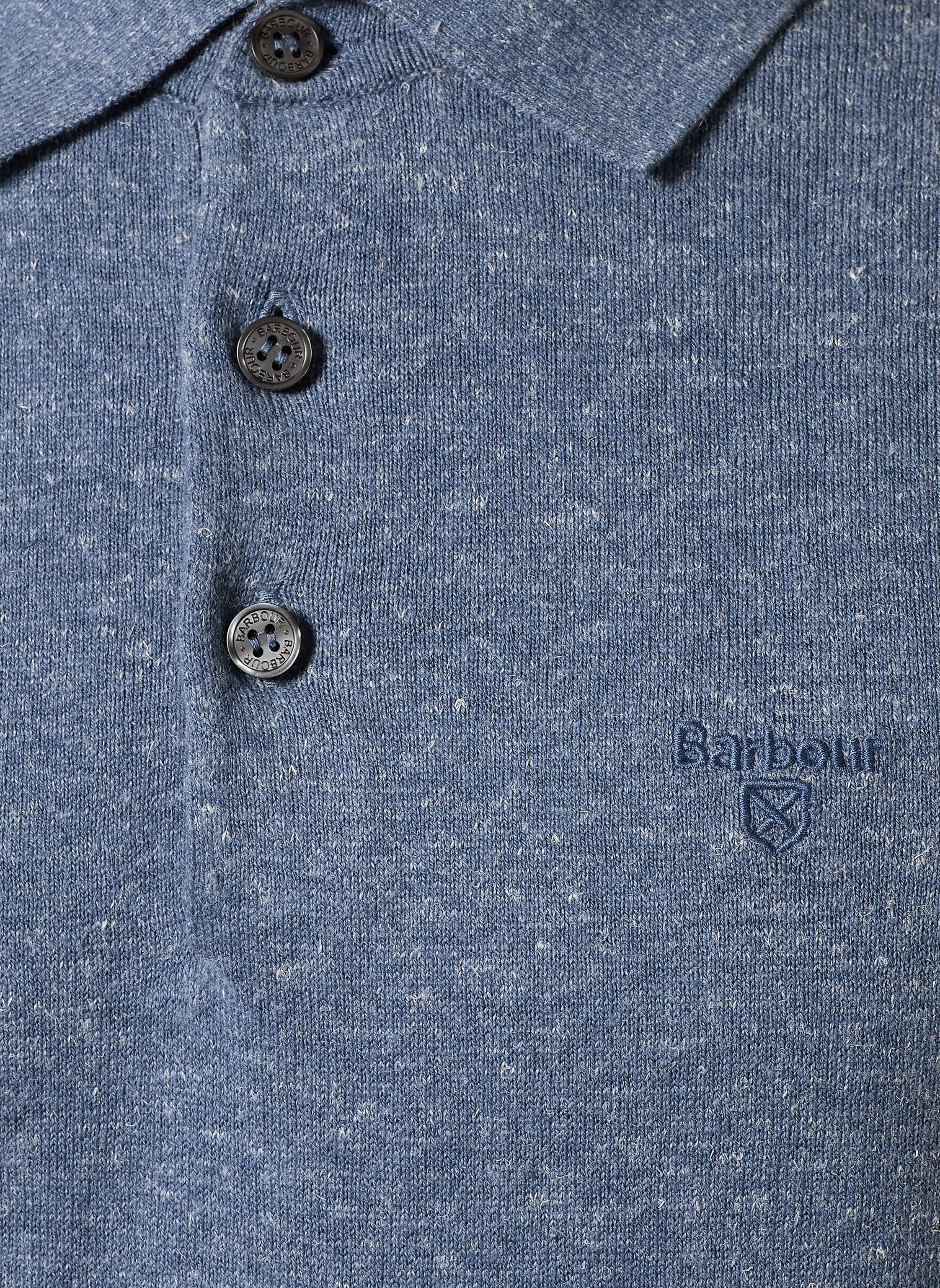 Thumbnail - Barbour Strick-Poloshirt Muston Mit Leinen blau