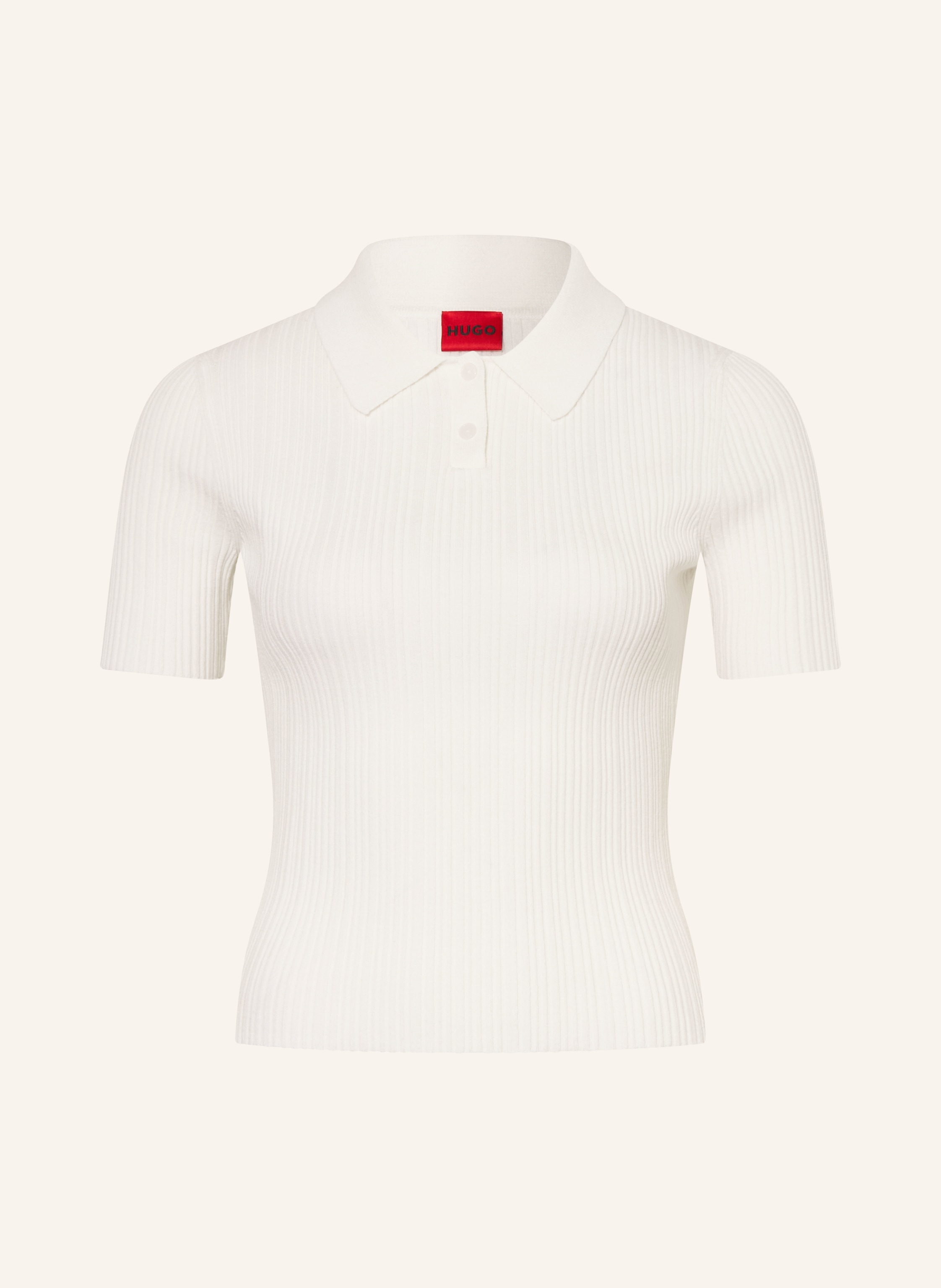 Hugo Strick-Poloshirt Sareplette weiss