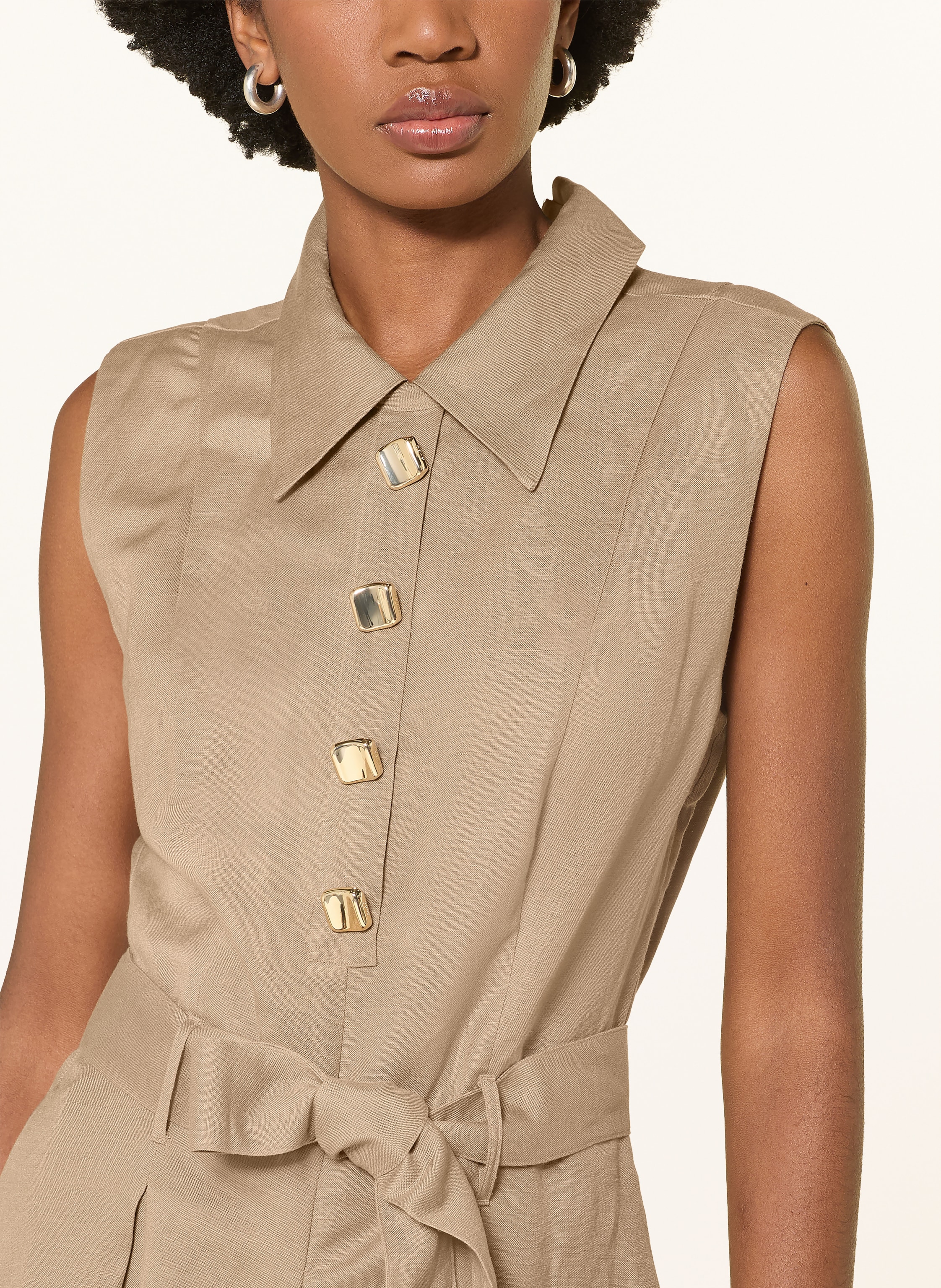 Thumbnail - Hugo Hemdblusenkleid Kaleisi Mit Leinen beige