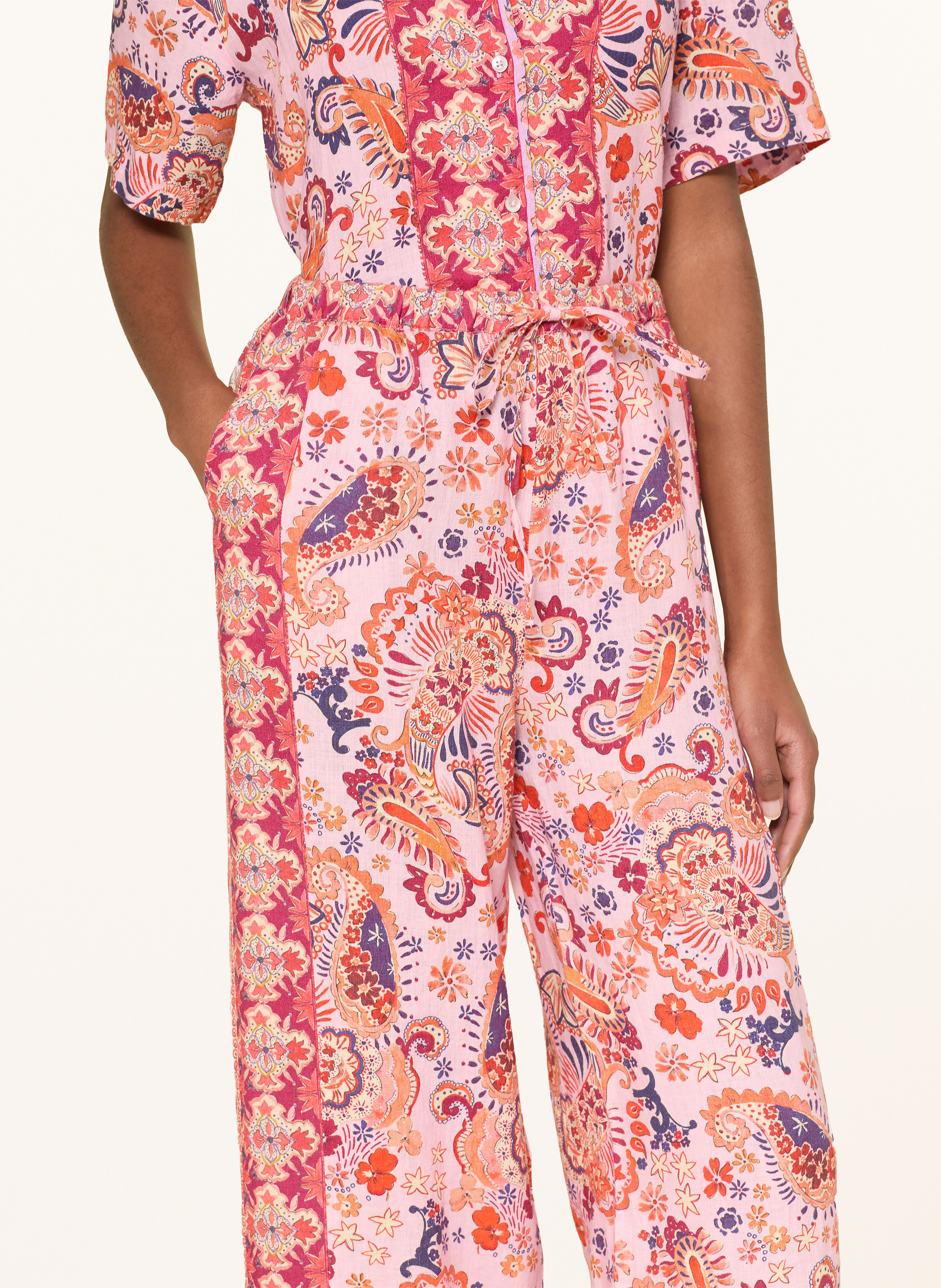 Thumbnail - Mrs & Hugs Marlenehose Aus Leinen rot