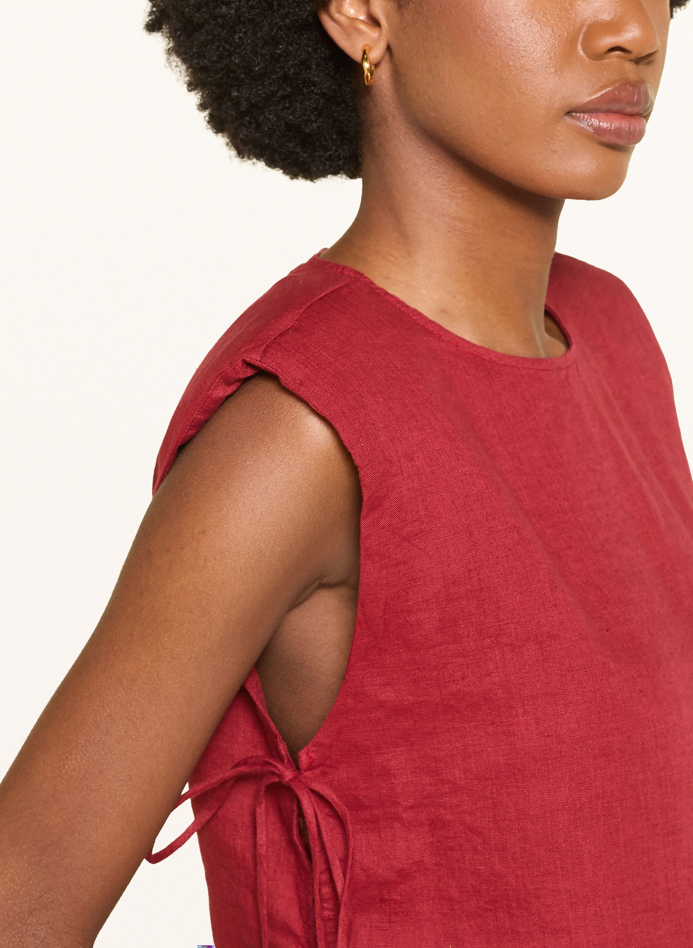 Thumbnail - Mrs & Hugs Cropped-Shirt Aus Leinen rot