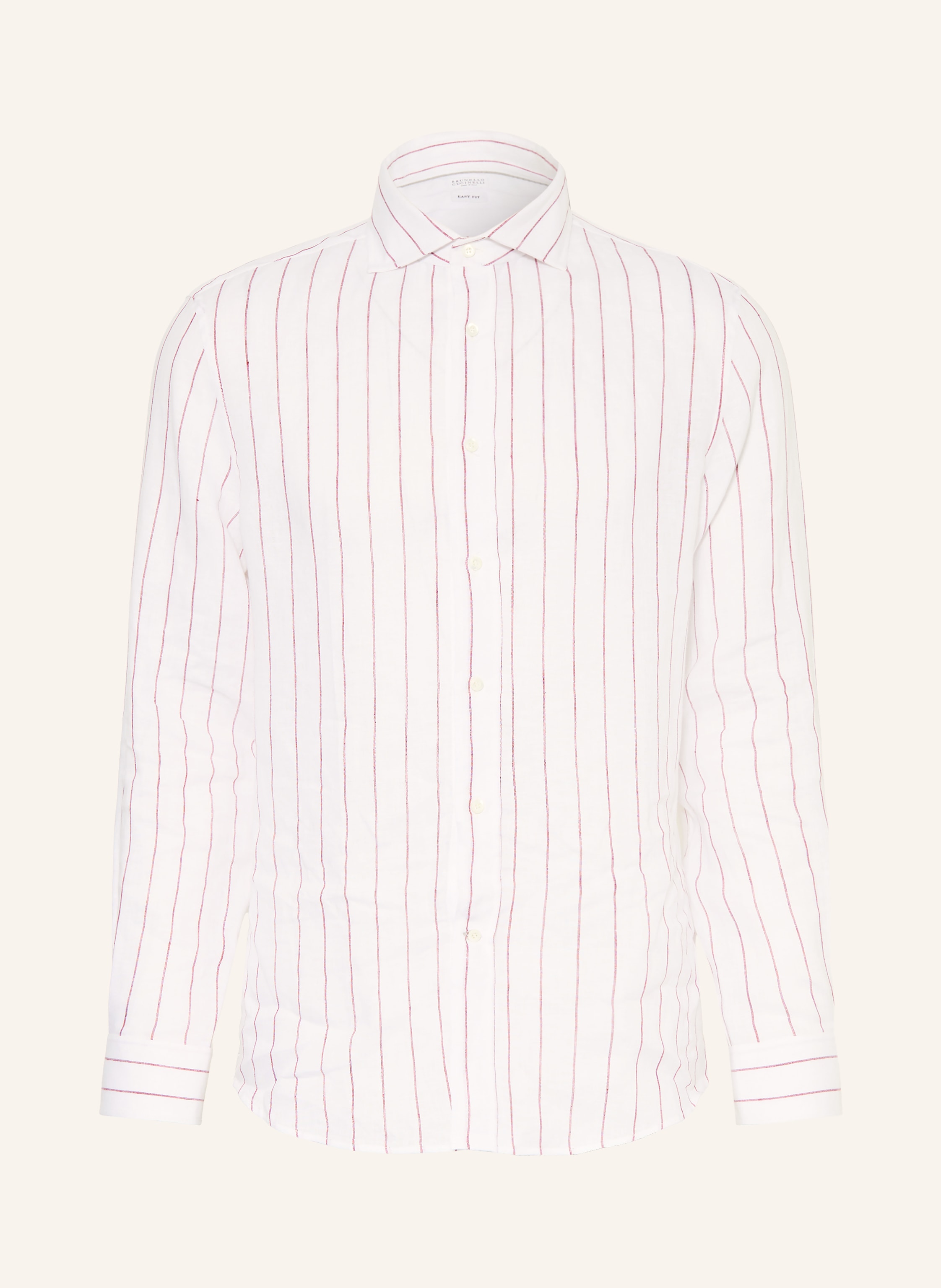 Brunello Cucinelli Brunello Cucinelli Leinenhemd Regular Fit weiss in WEISS / DUNKELROT