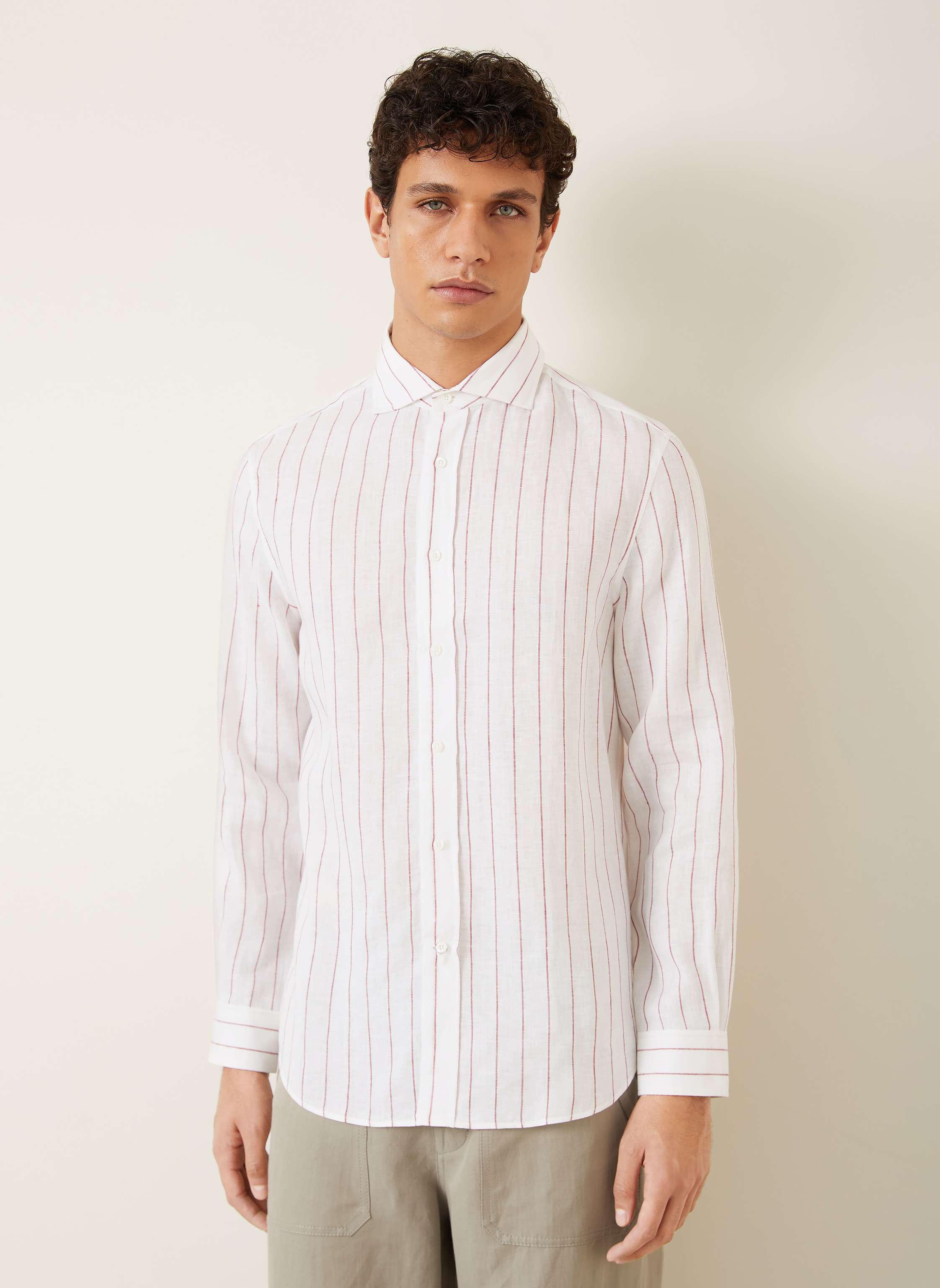 Thumbnail - Brunello Cucinelli Leinenhemd Regular Fit weiss