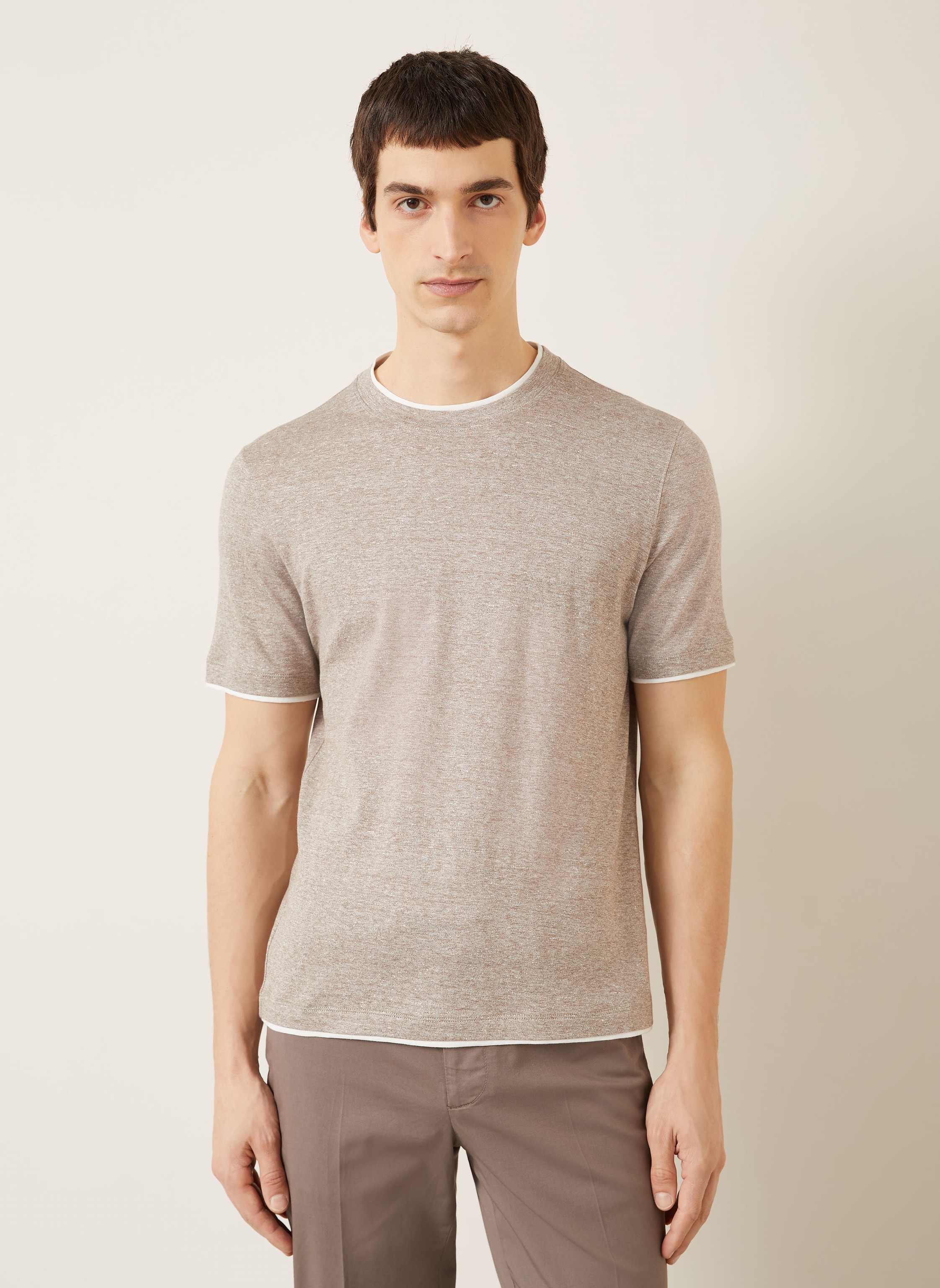 Thumbnail - Brunello Cucinelli T-Shirt Mit Leinen beige