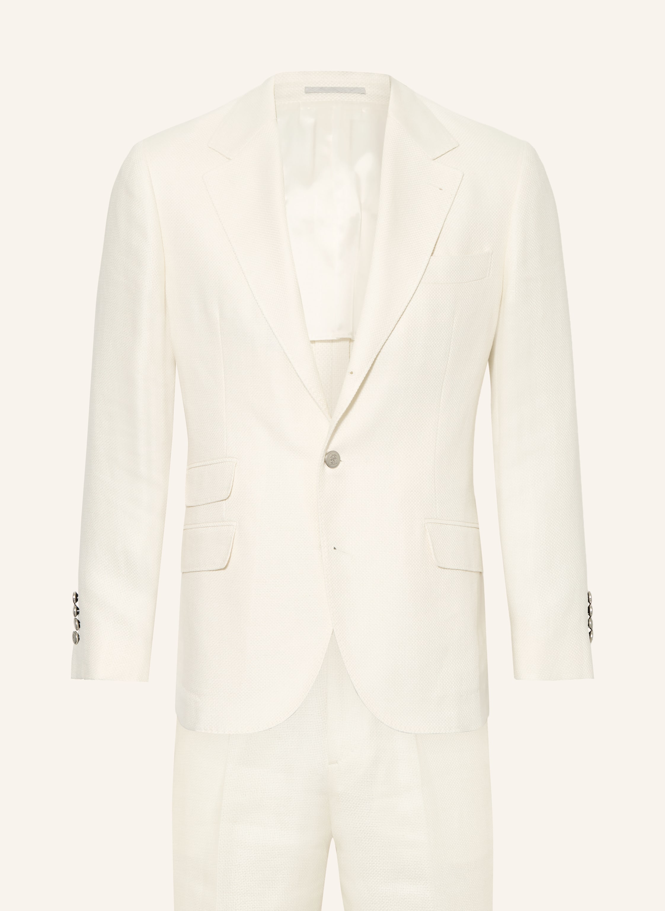 Brunello Cucinelli Brunello Cucinelli Anzug Extra Slim Fit Mit Seide Und Leinen weiss in CREME