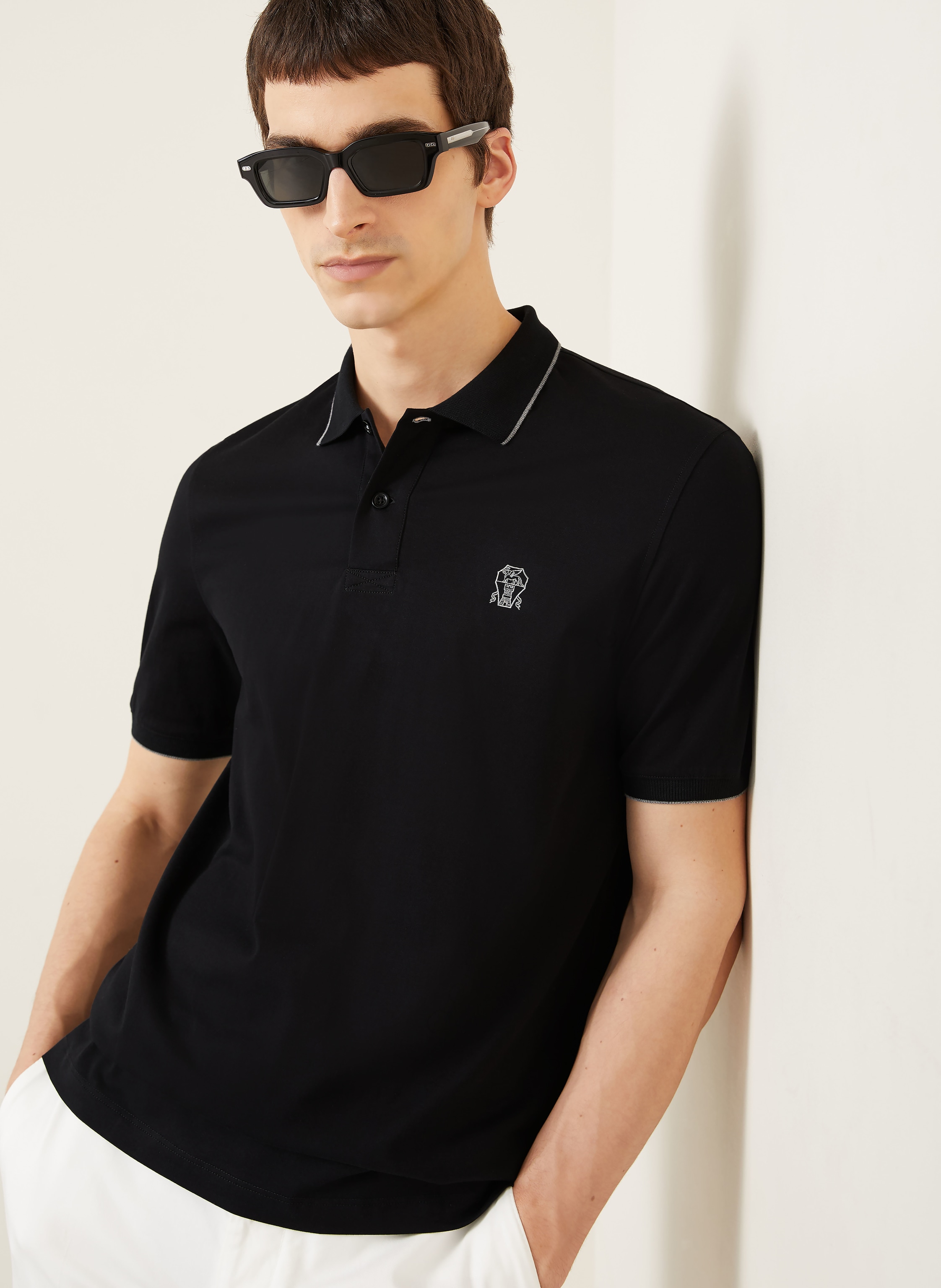 Thumbnail - Brunello Cucinelli Jersey-Poloshirt schwarz