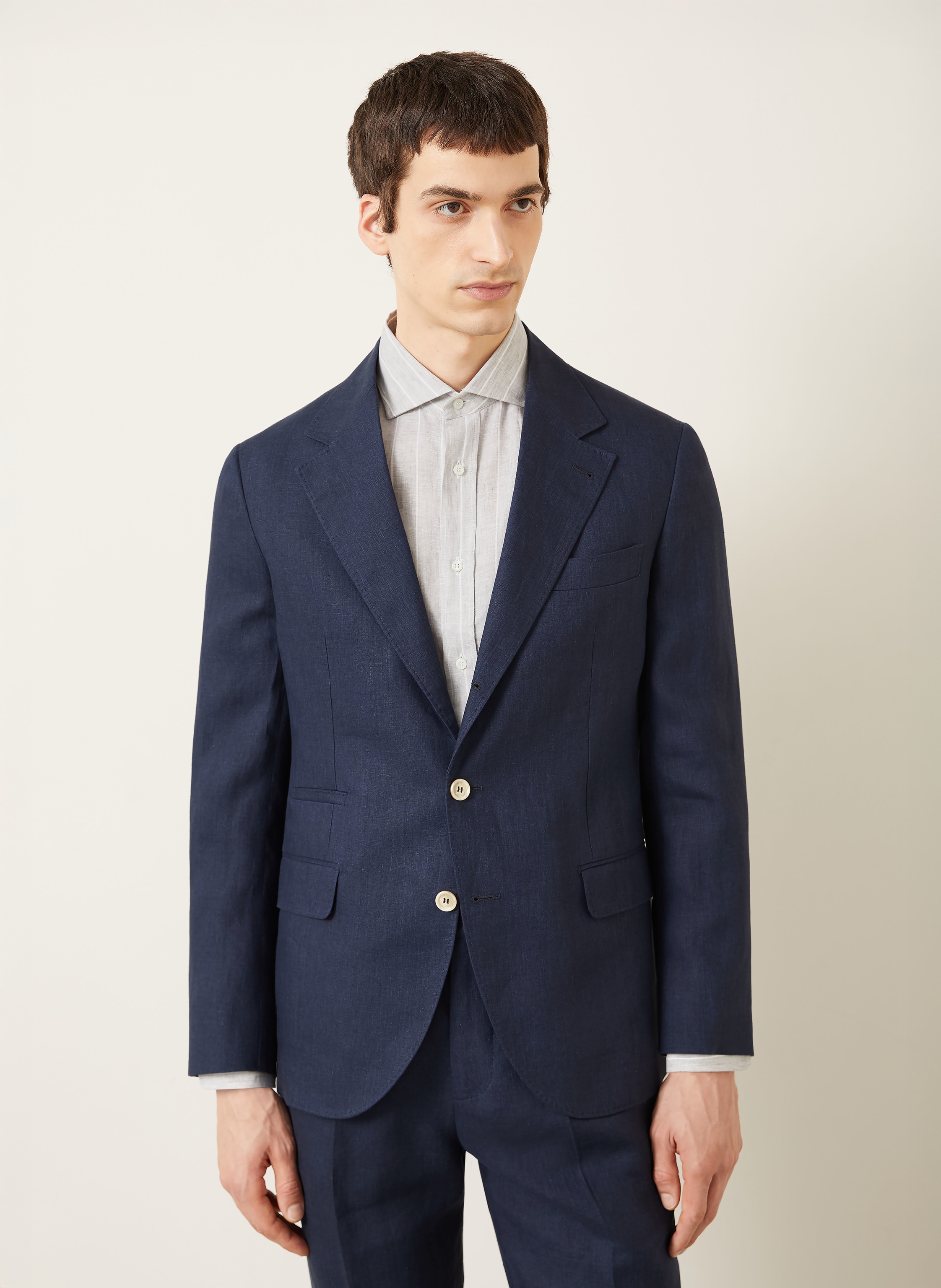 Thumbnail - Brunello Cucinelli Anzugsakko Extra Slim Fit Aus Leinen blau