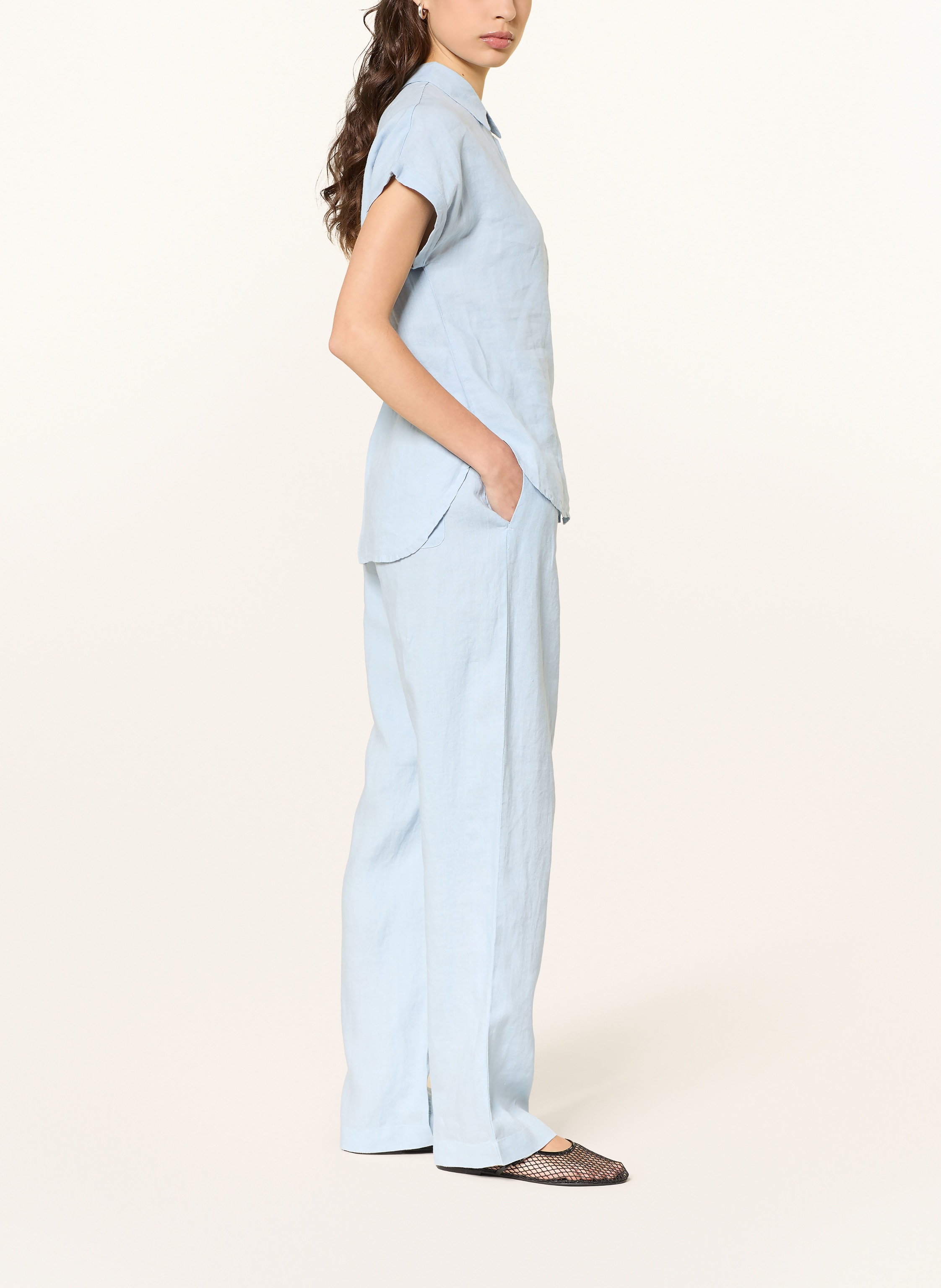 Thumbnail - (The Mercer) N.Y. Marlenehose Aus Leinen blau