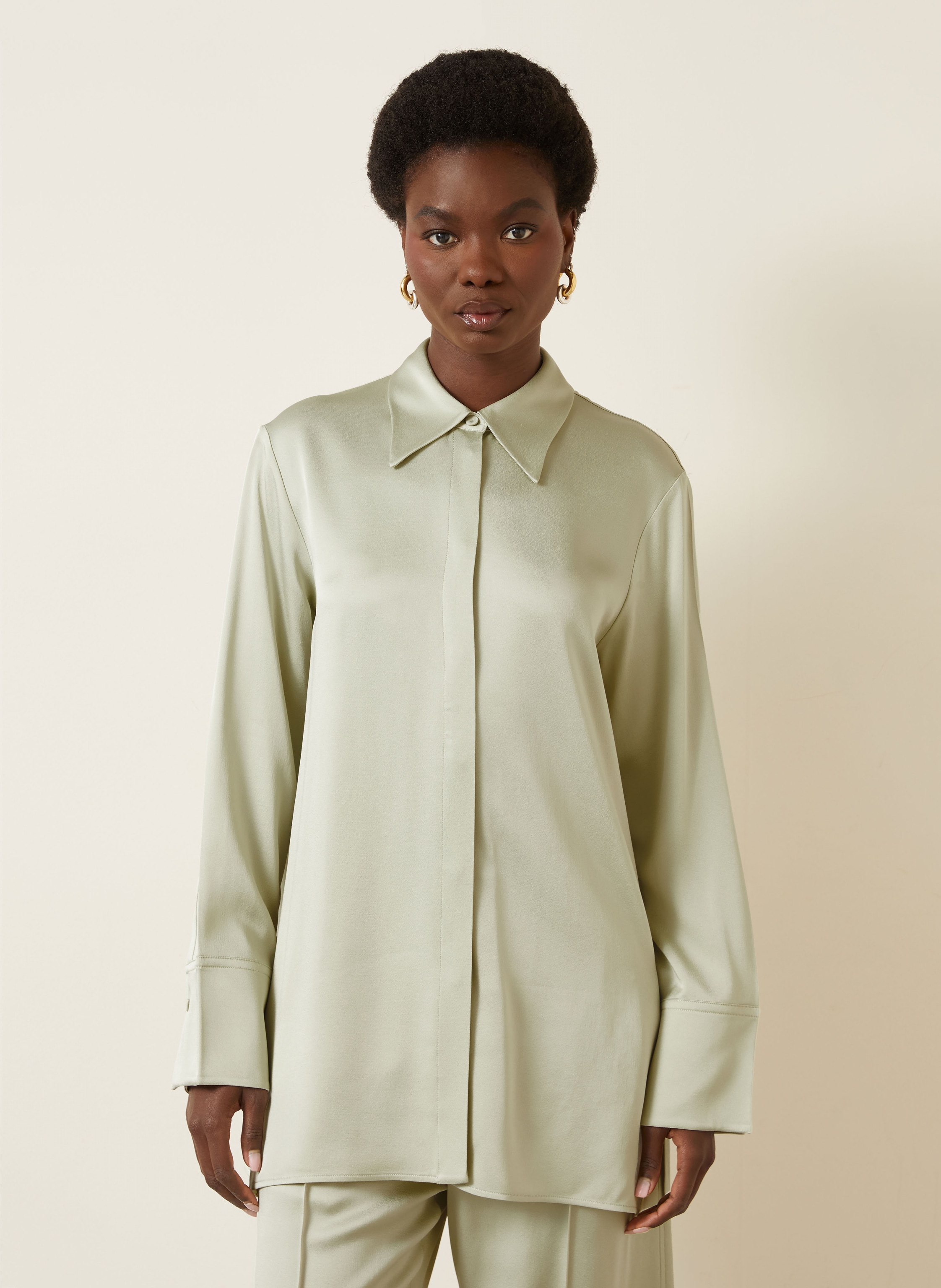 Thumbnail - Jil Sander Hemdbluse Aus Satin gruen