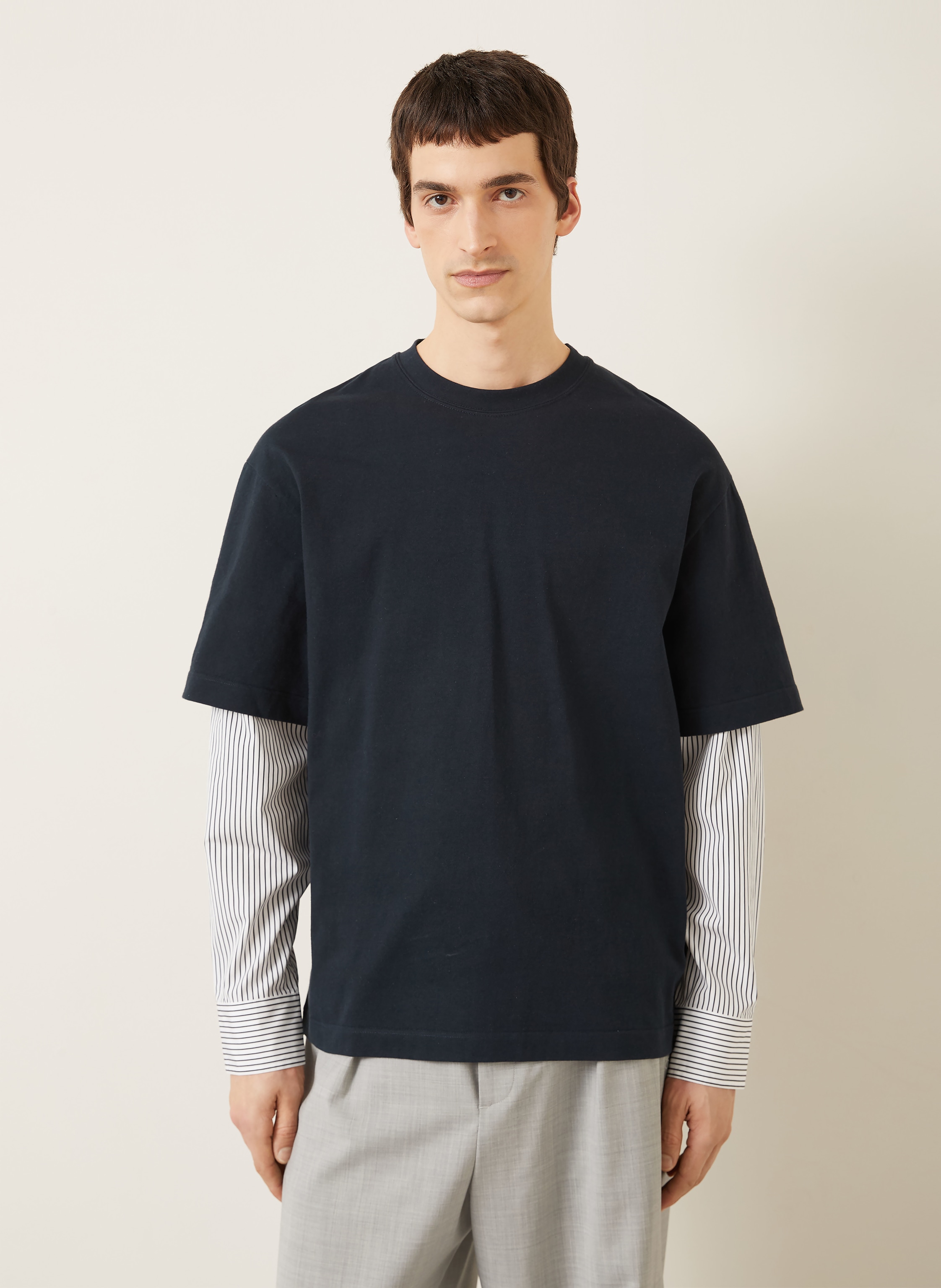Thumbnail - Jil Sander Longsleeve Im Materialmix blau