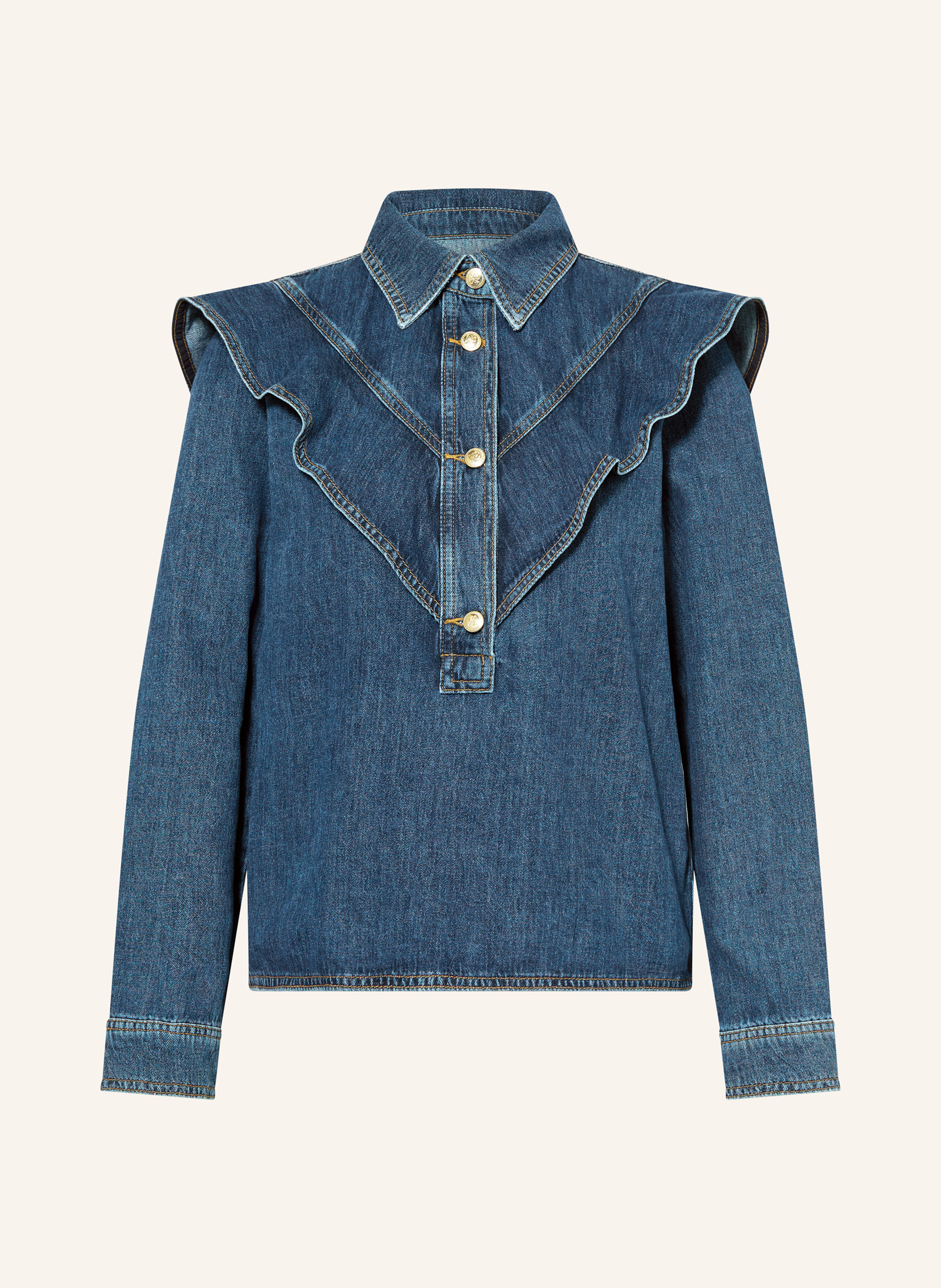Mos Mosh Blusenshirt Mmirina Mit Volants blau